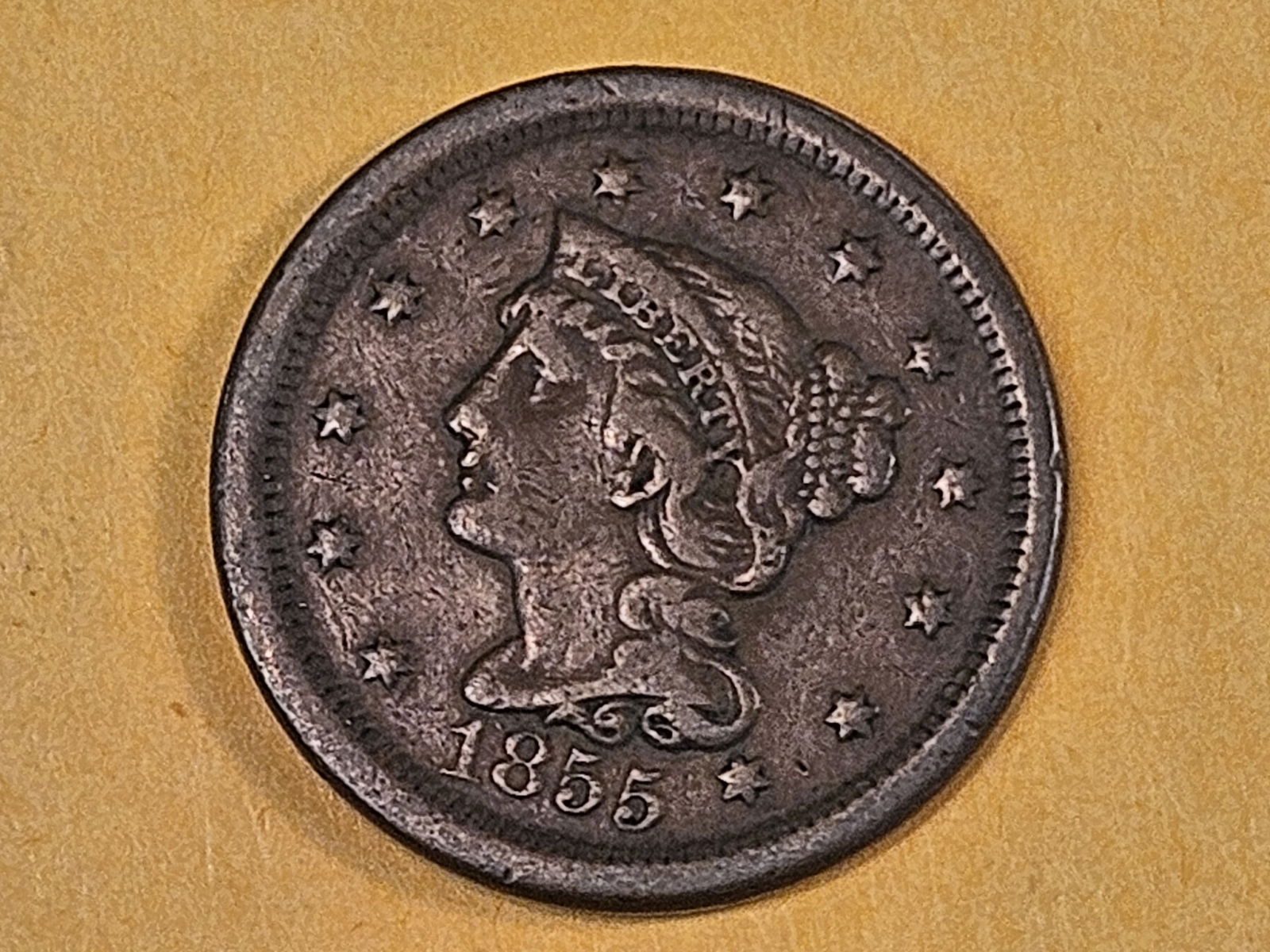 1855 Braided Hair Large Cent in Very Fine (1 of 4)