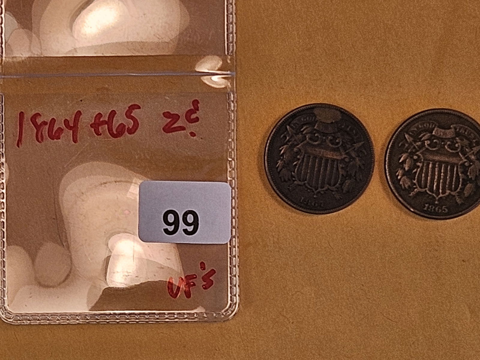 1864 and 1865 Two Cent pieces - 2