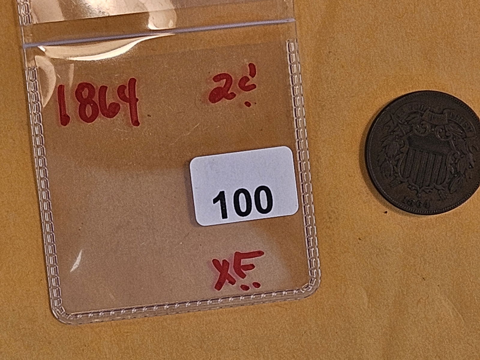 1864 Two Cent piece in Extra Fine - 2