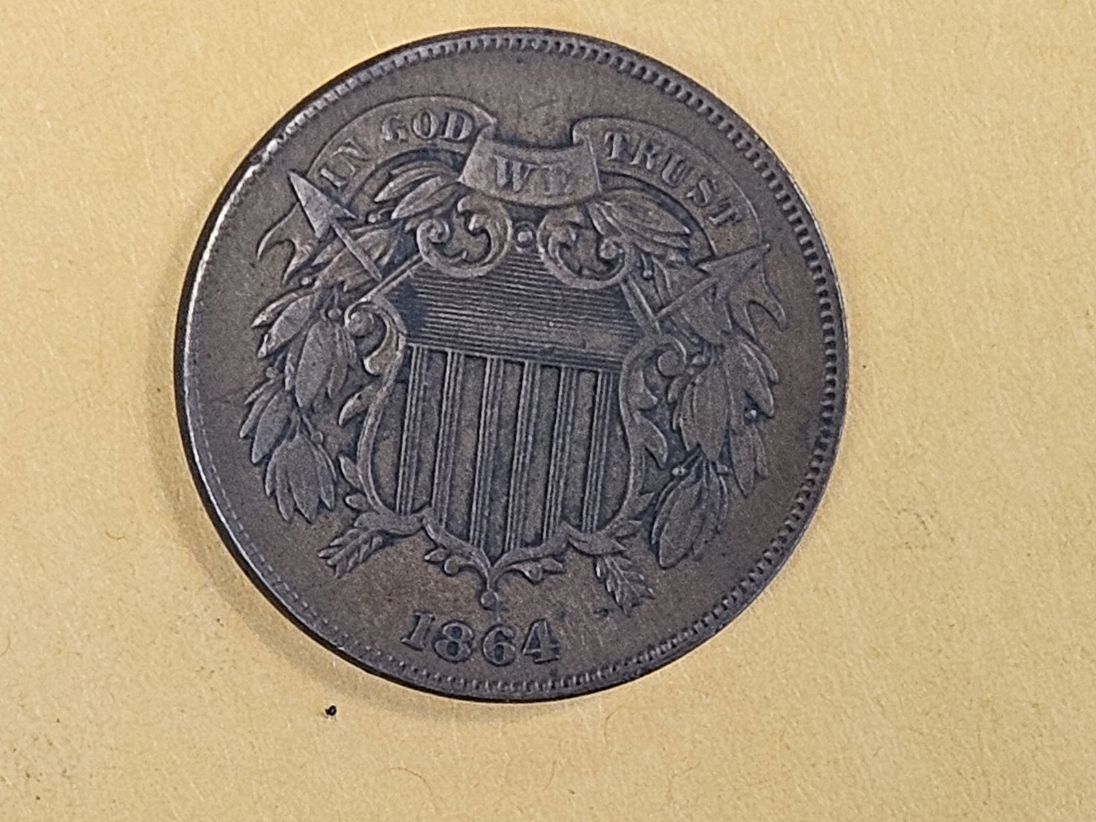 1864 Two Cent piece in Extra Fine - 3