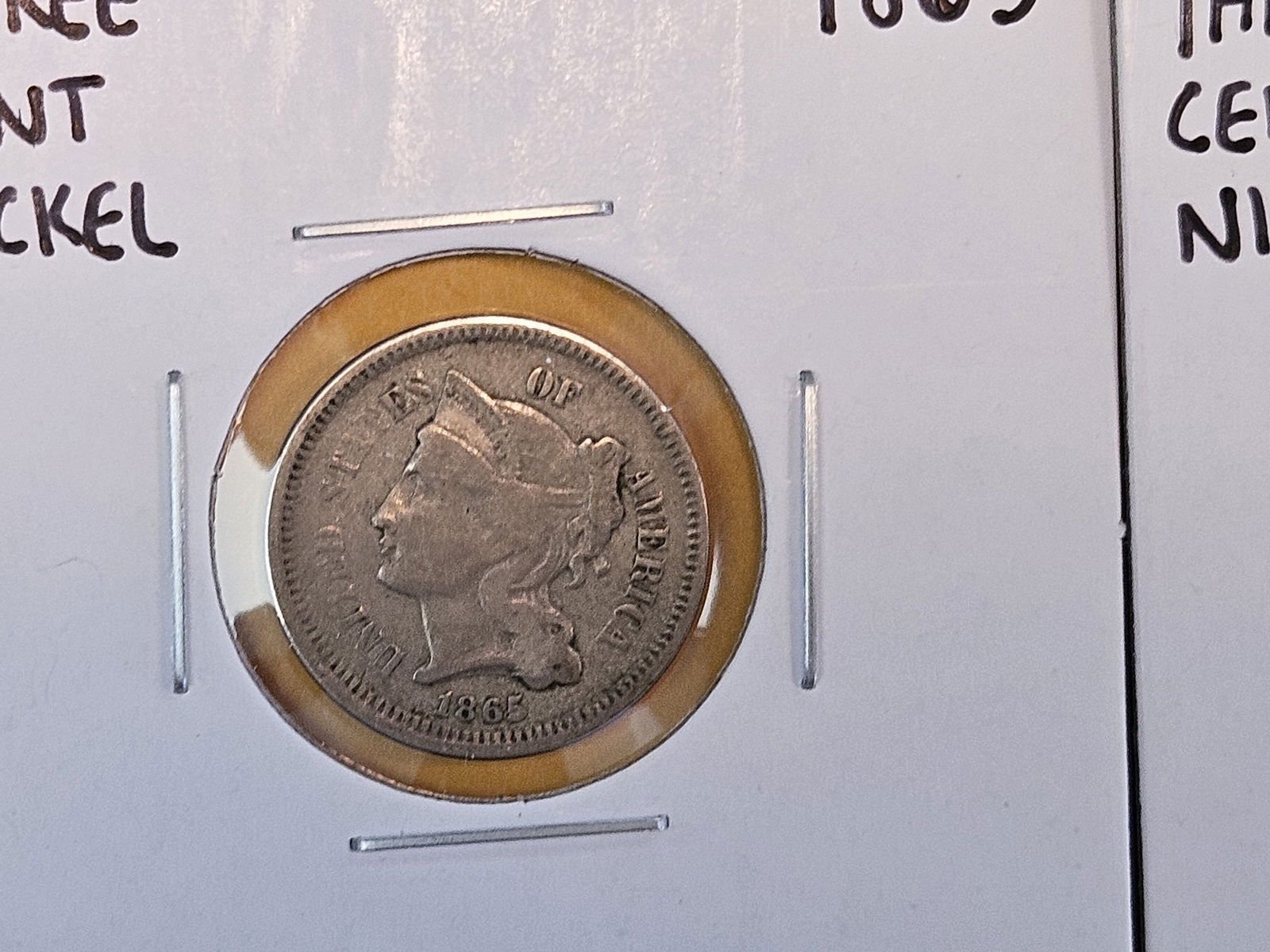 Three 1865 Three Cent nickels - 2