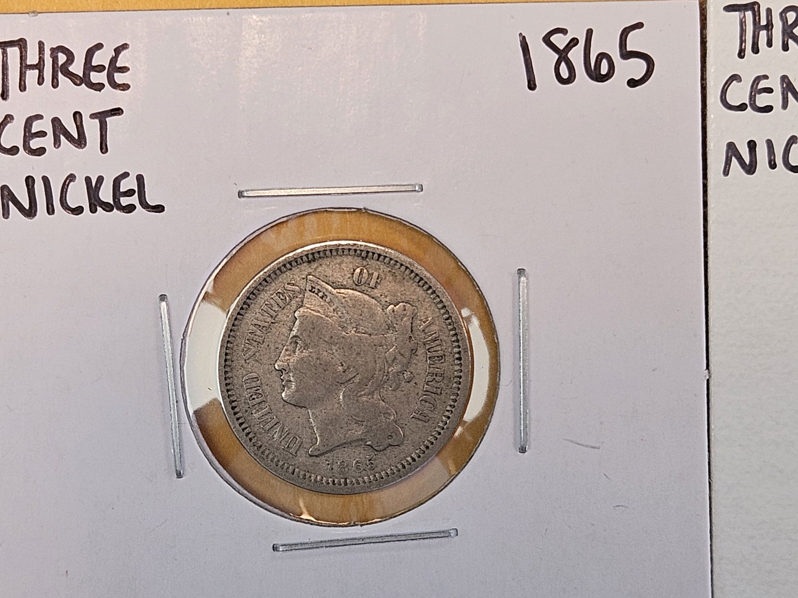 Three 1865 Three Cent nickels - 3