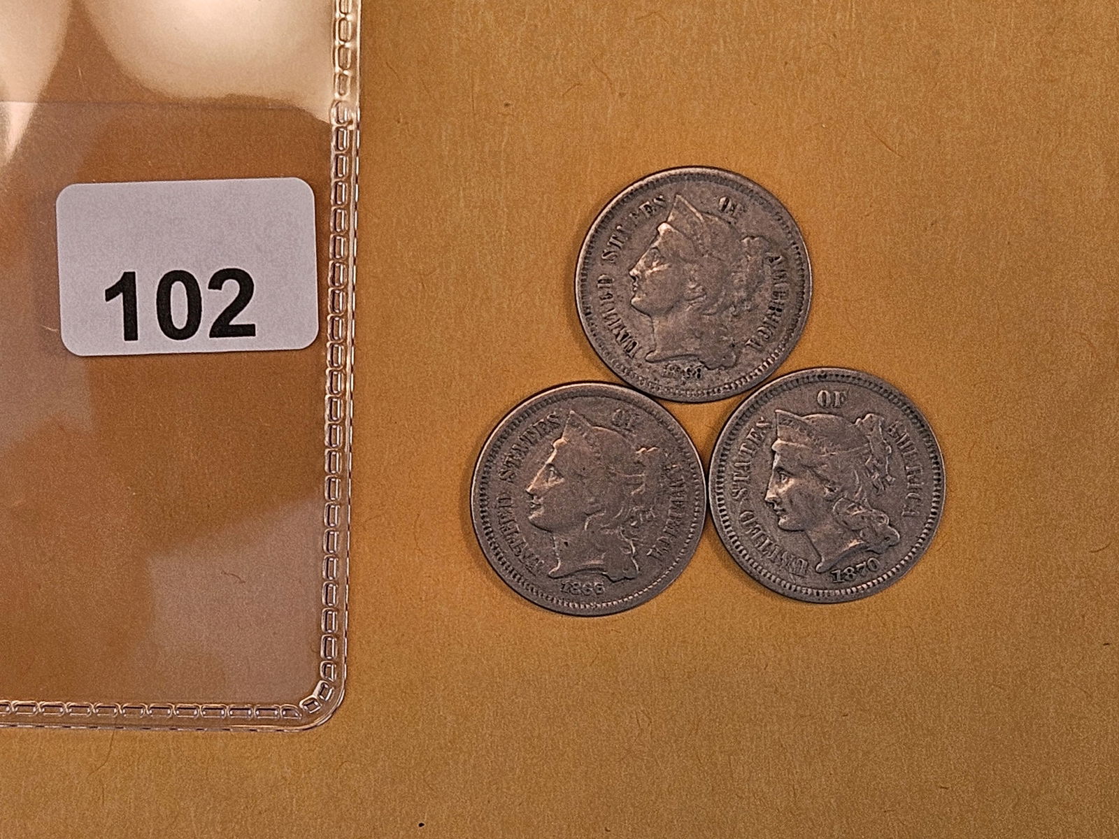 Three 3-Cent Nickels in Very Good to Fine - 2