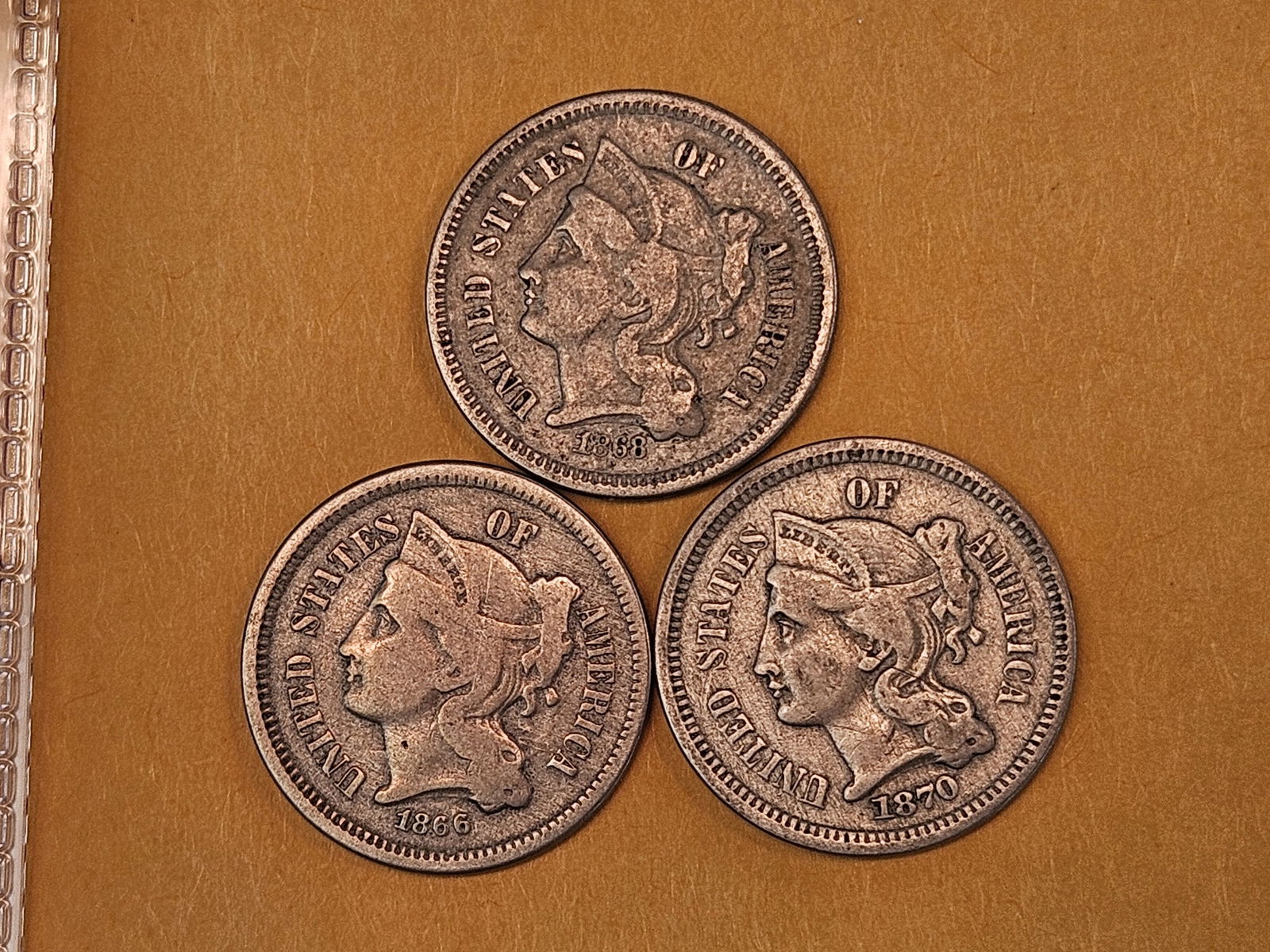 Three 3-Cent Nickels in Very Good to Fine - 3