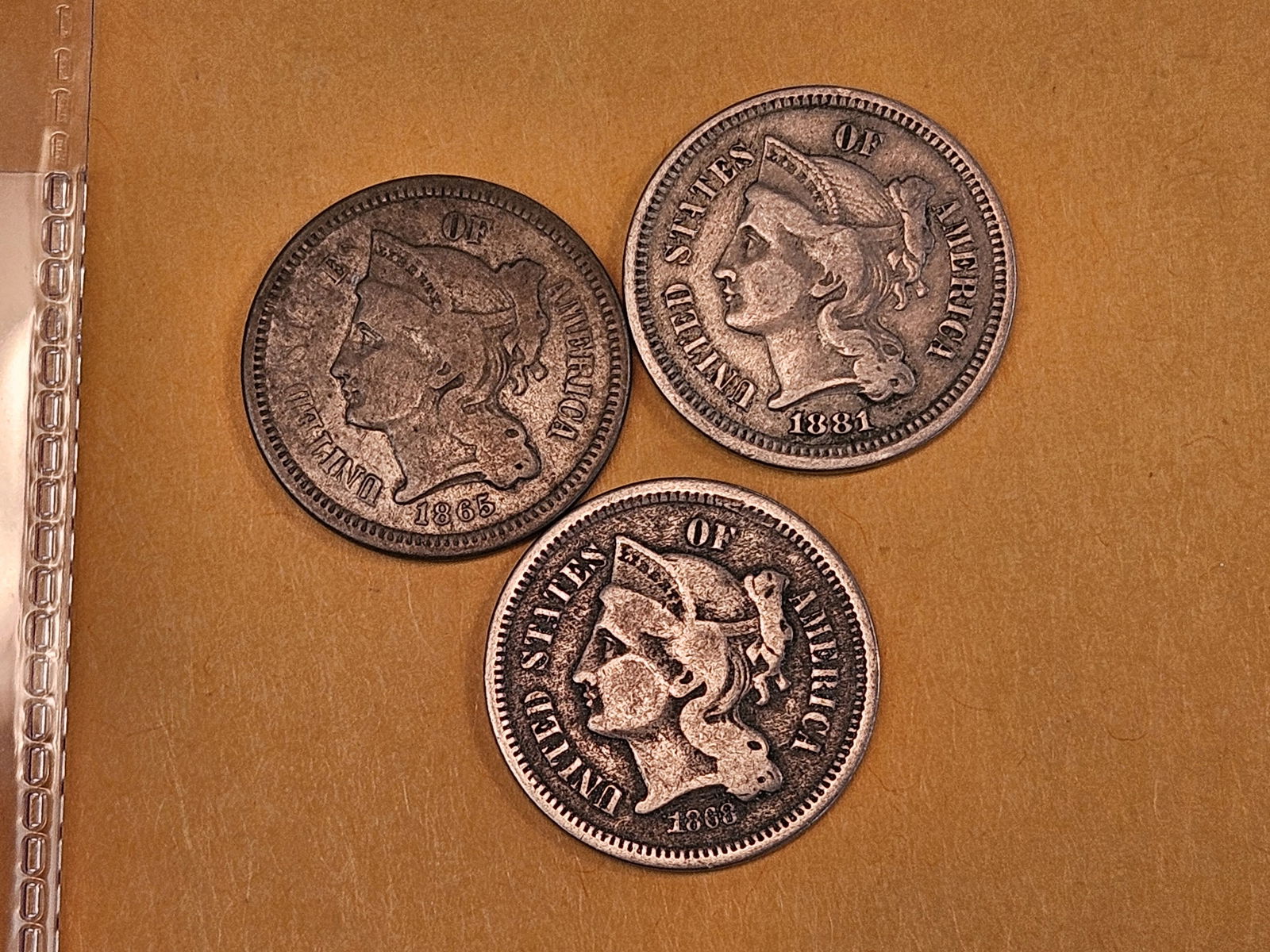 Three 3-Cent Nickels in Very Good to Fine (1 of 4)