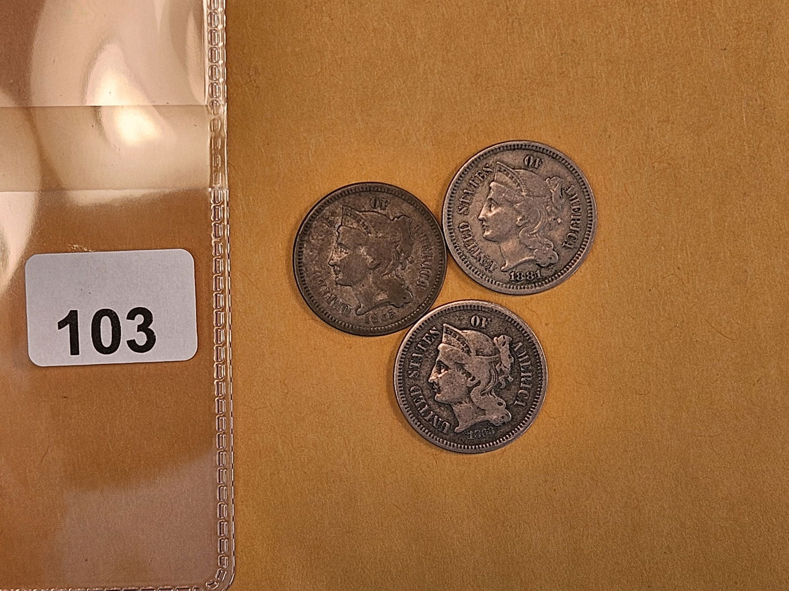 Three 3-Cent Nickels in Very Good to Fine - 2