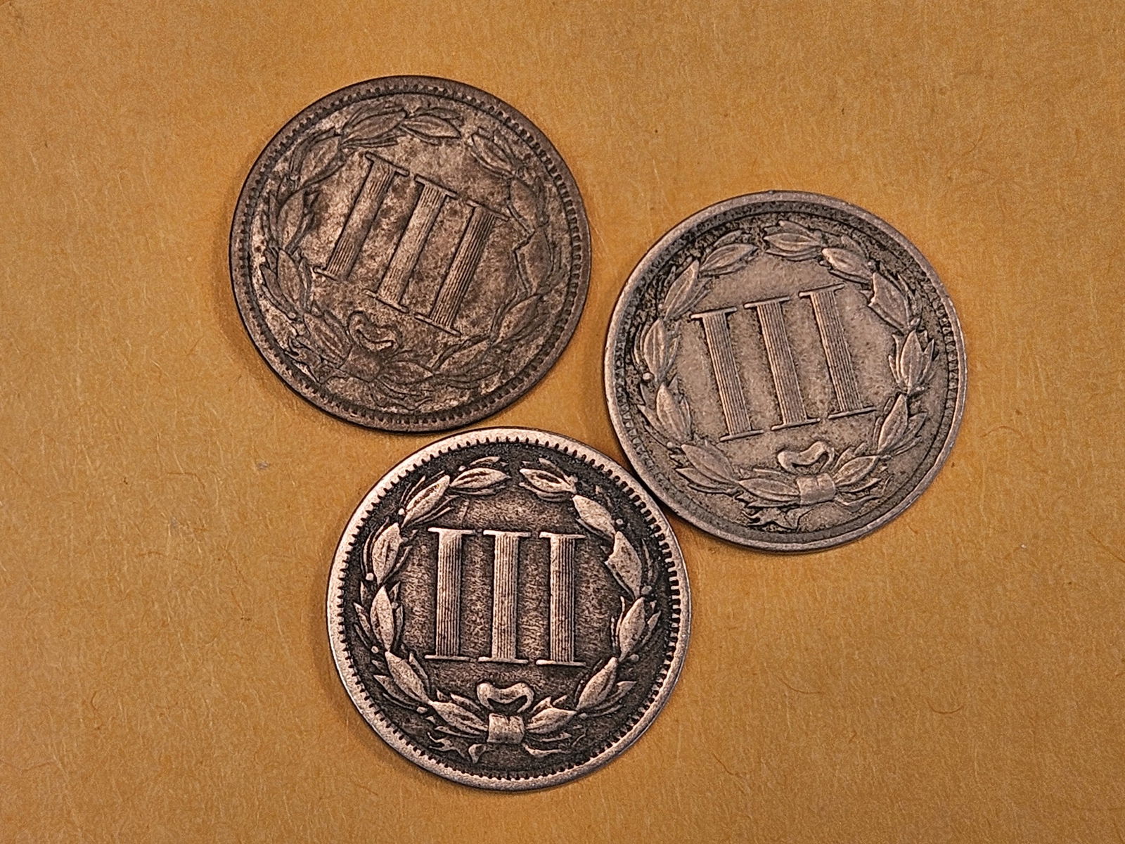 Three 3-Cent Nickels in Very Good to Fine - 4
