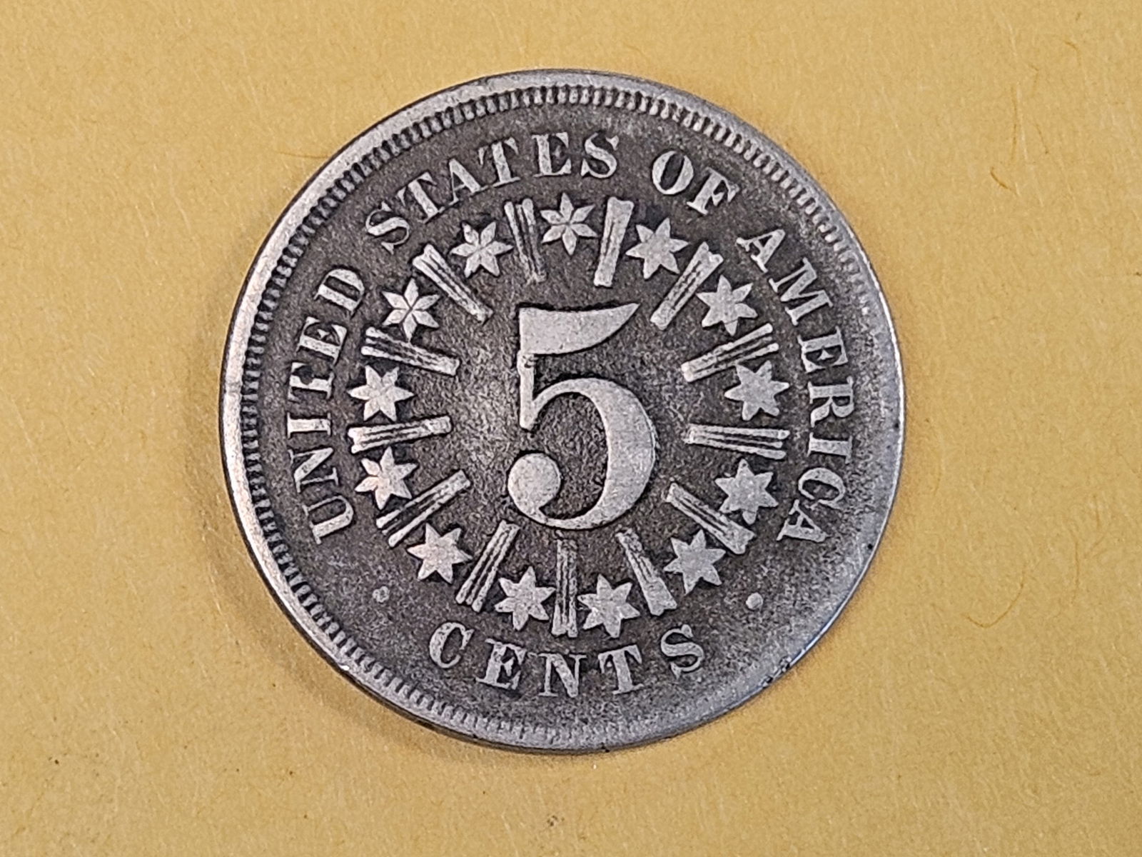 1866 With Rays Shield Nickel - 3