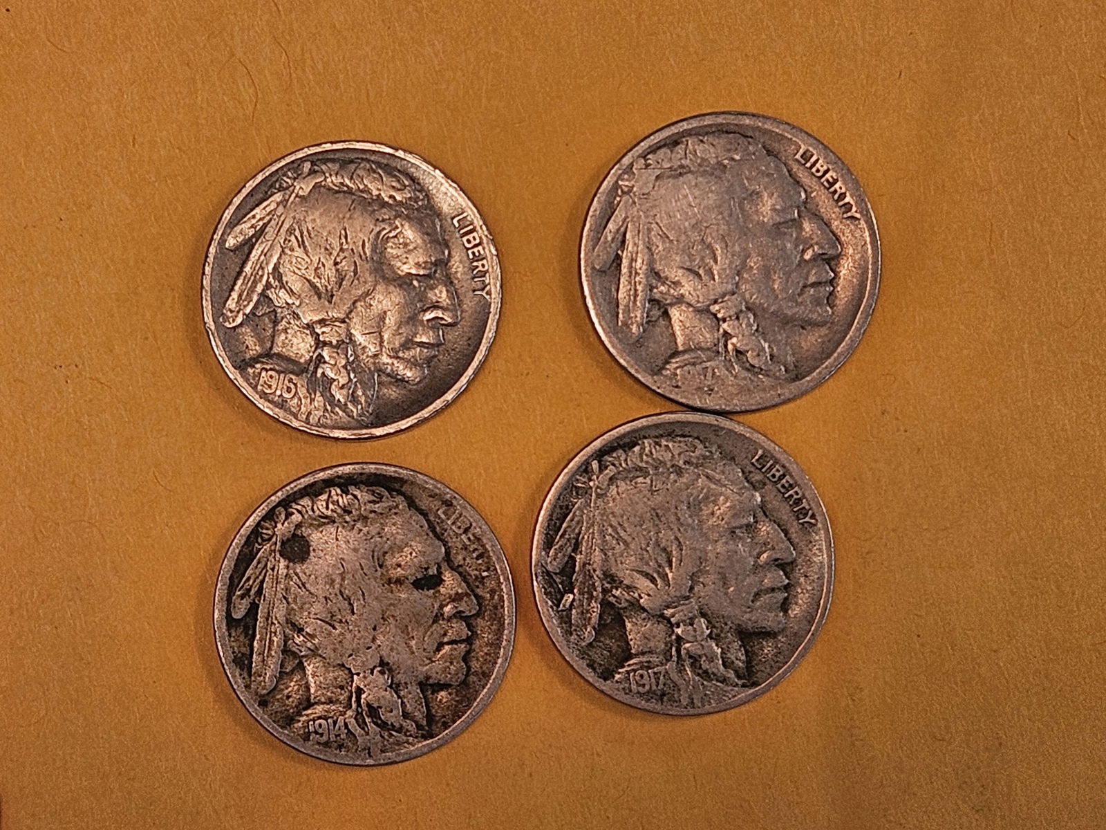 Four Semi-Key Buffalo Nickels in Fine to Very Fine - details (1 of 4)
