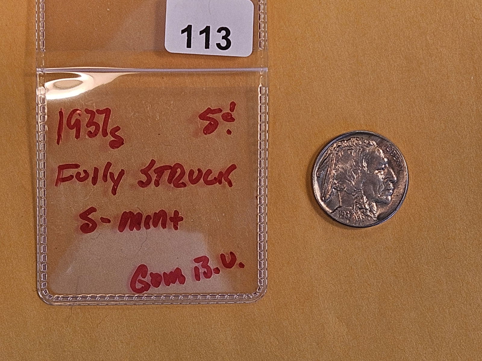 GEM Brilliant Uncirculated 1937-S Buffalo Nickel - 2
