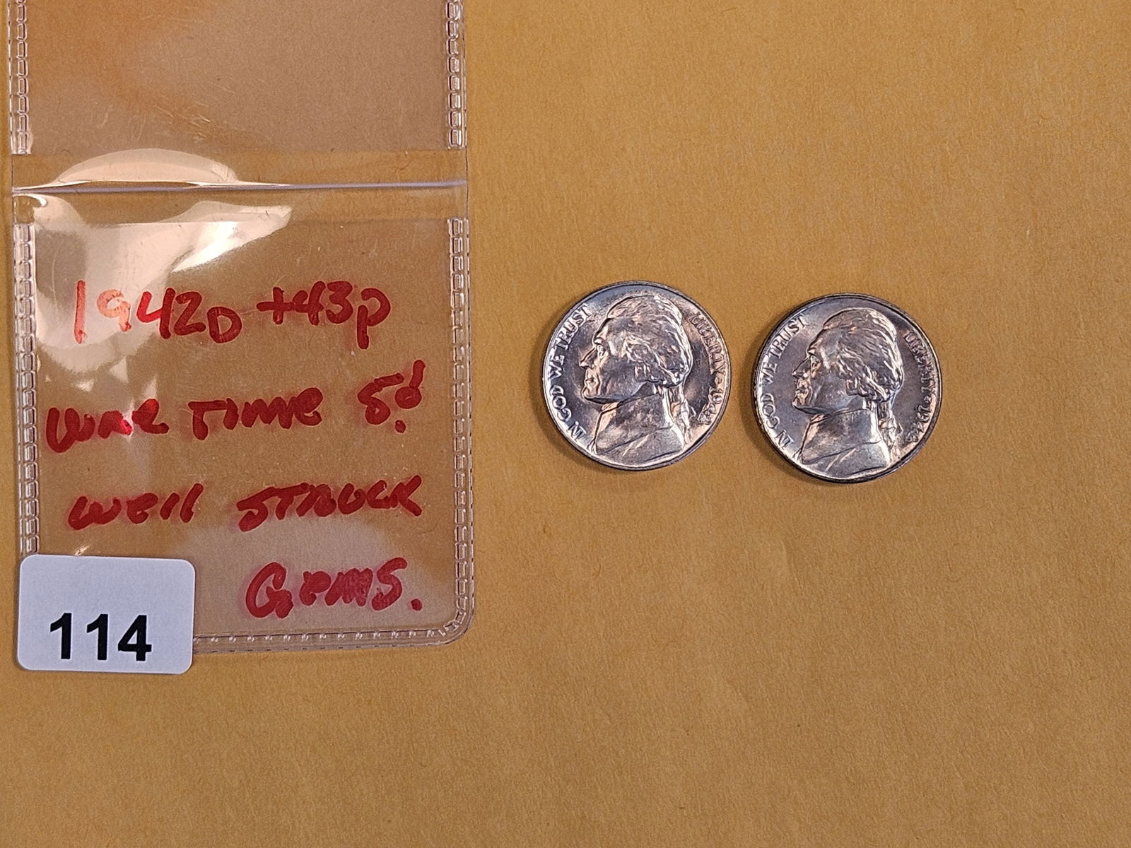 Two GEM Brilliant Uncirculated Silver Wartime Jefferson Nickels - 2