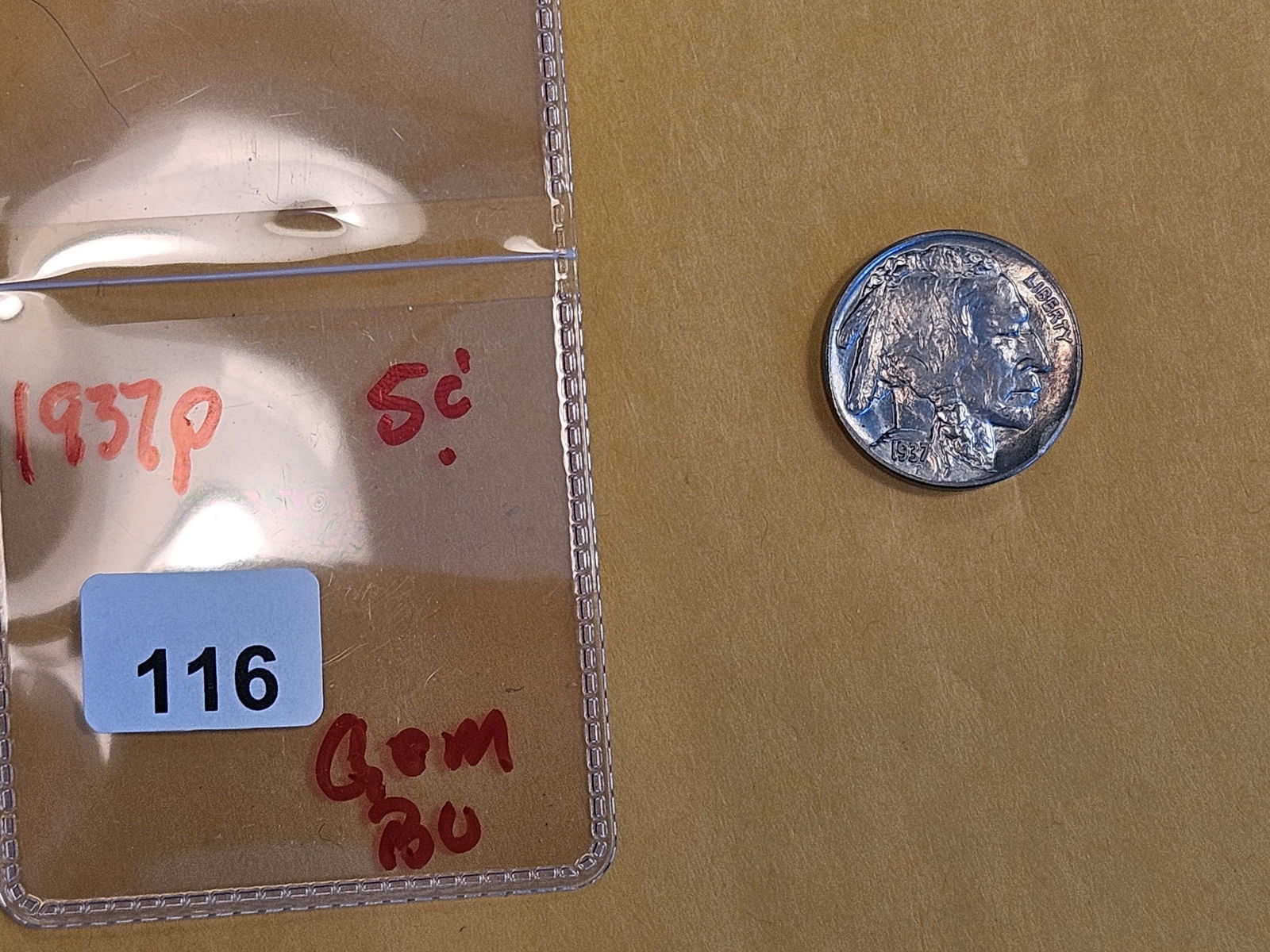 GEM Brilliant Uncirculated 1937 Buffalo Nickel - 2