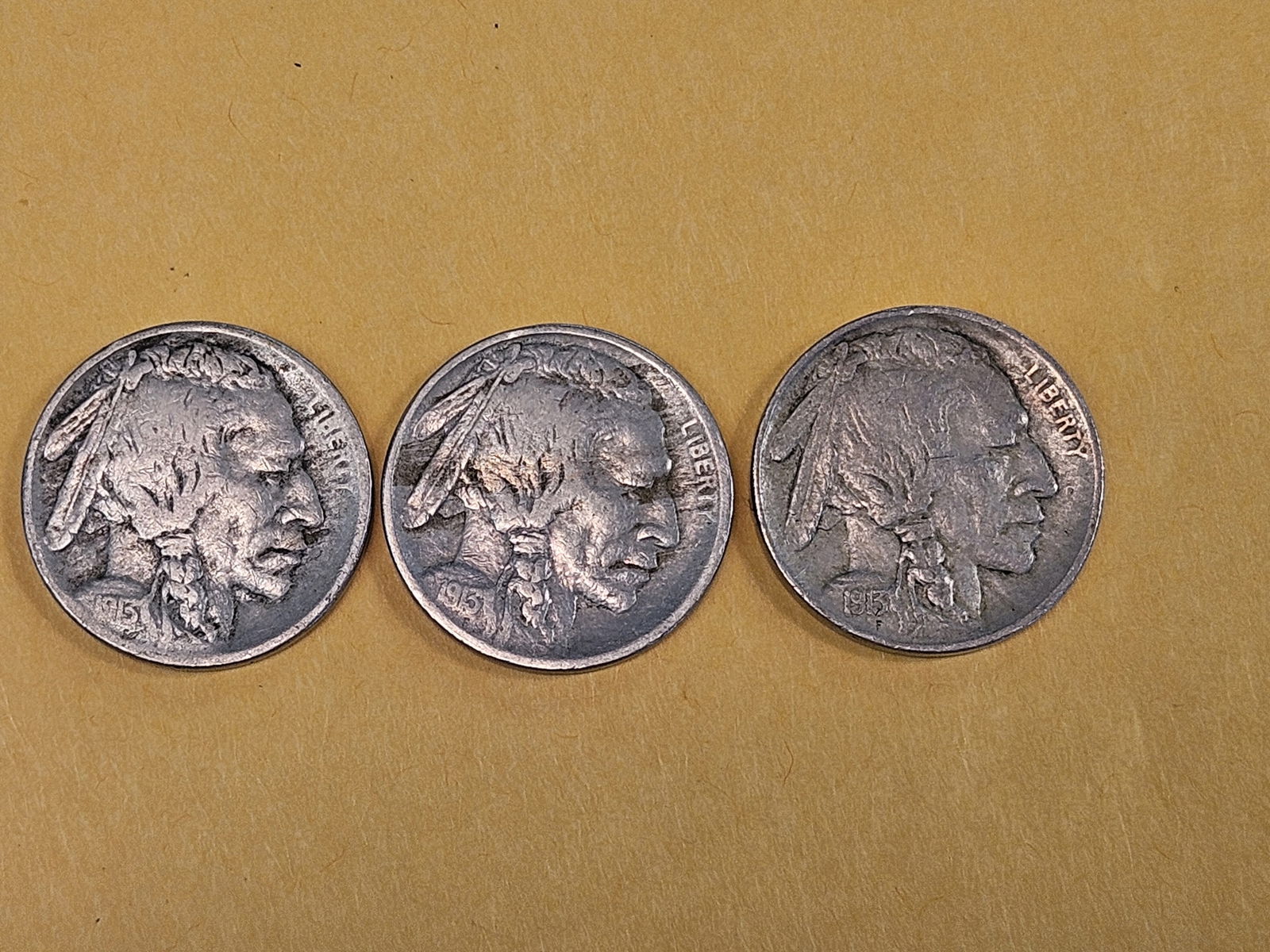 Three First Year Issue Buffalo Nickels (1 of 3)