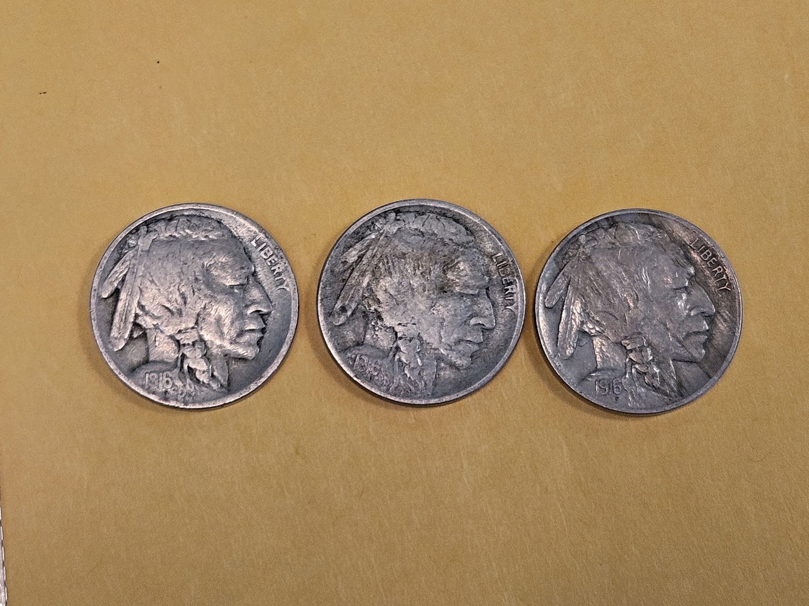 1916, 1916-D and 1916-S Buffalo Nickels (1 of 4)