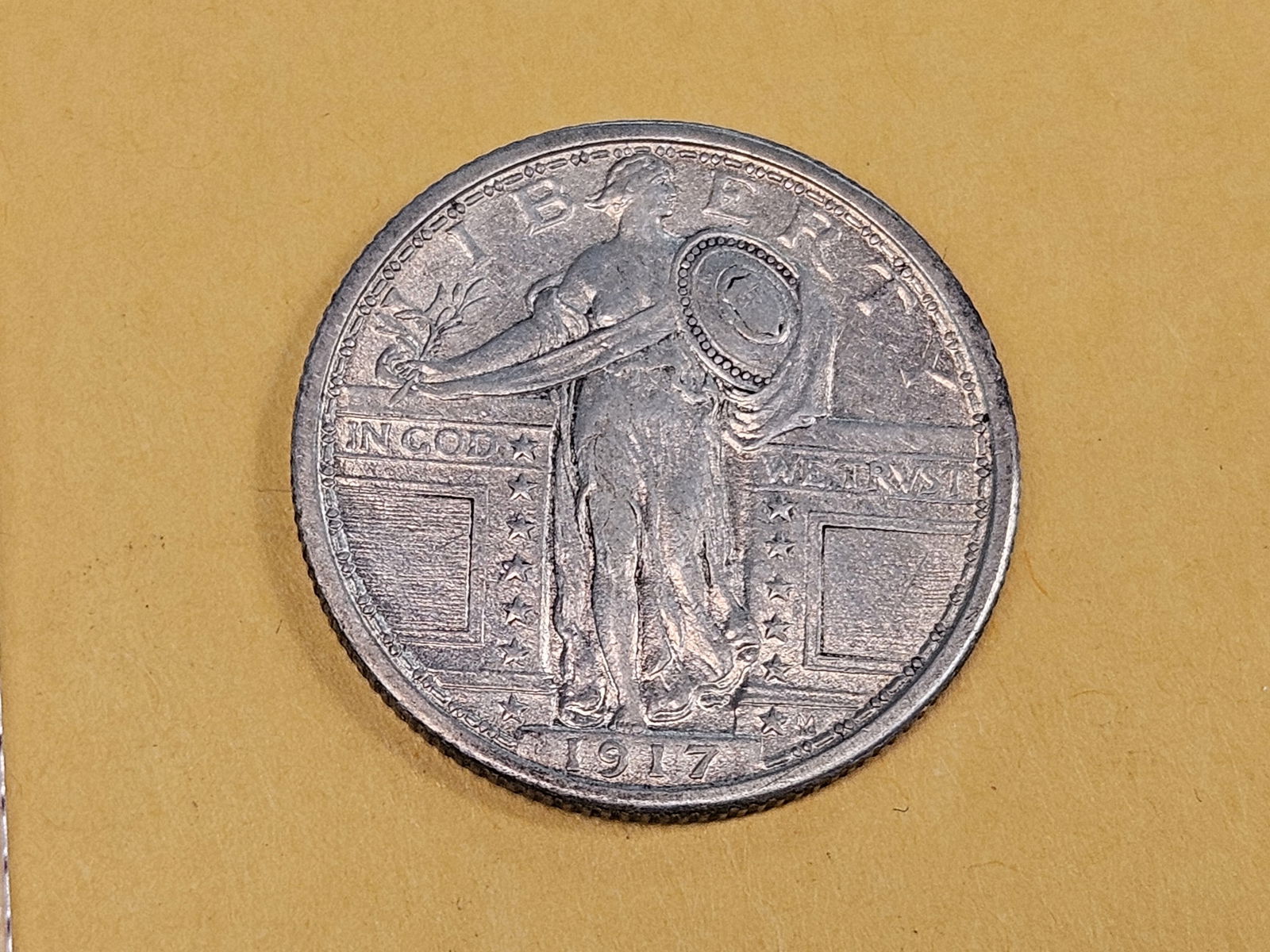 Better 1917 Type 1 Standing Liberty Quarter in About Uncirculated - 55 FH - 3