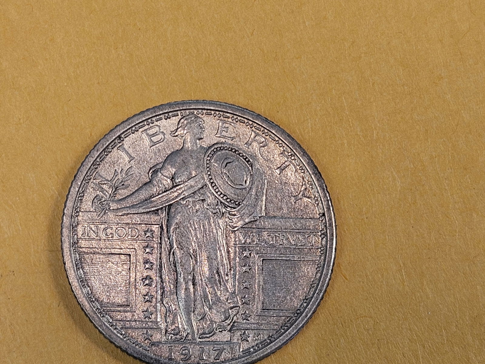 Better 1917 Type 1 Standing Liberty Quarter in About Uncirculated - 55 FH - 4