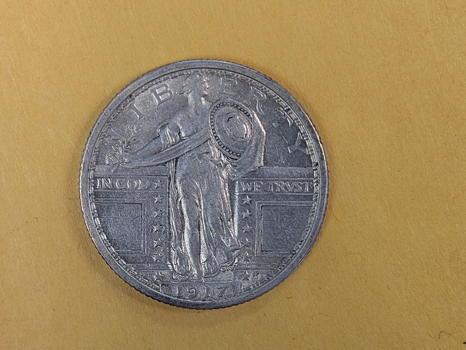 Better 1917 Type 1 Standing Liberty Quarter in About Uncirculated - 55 FH - 5