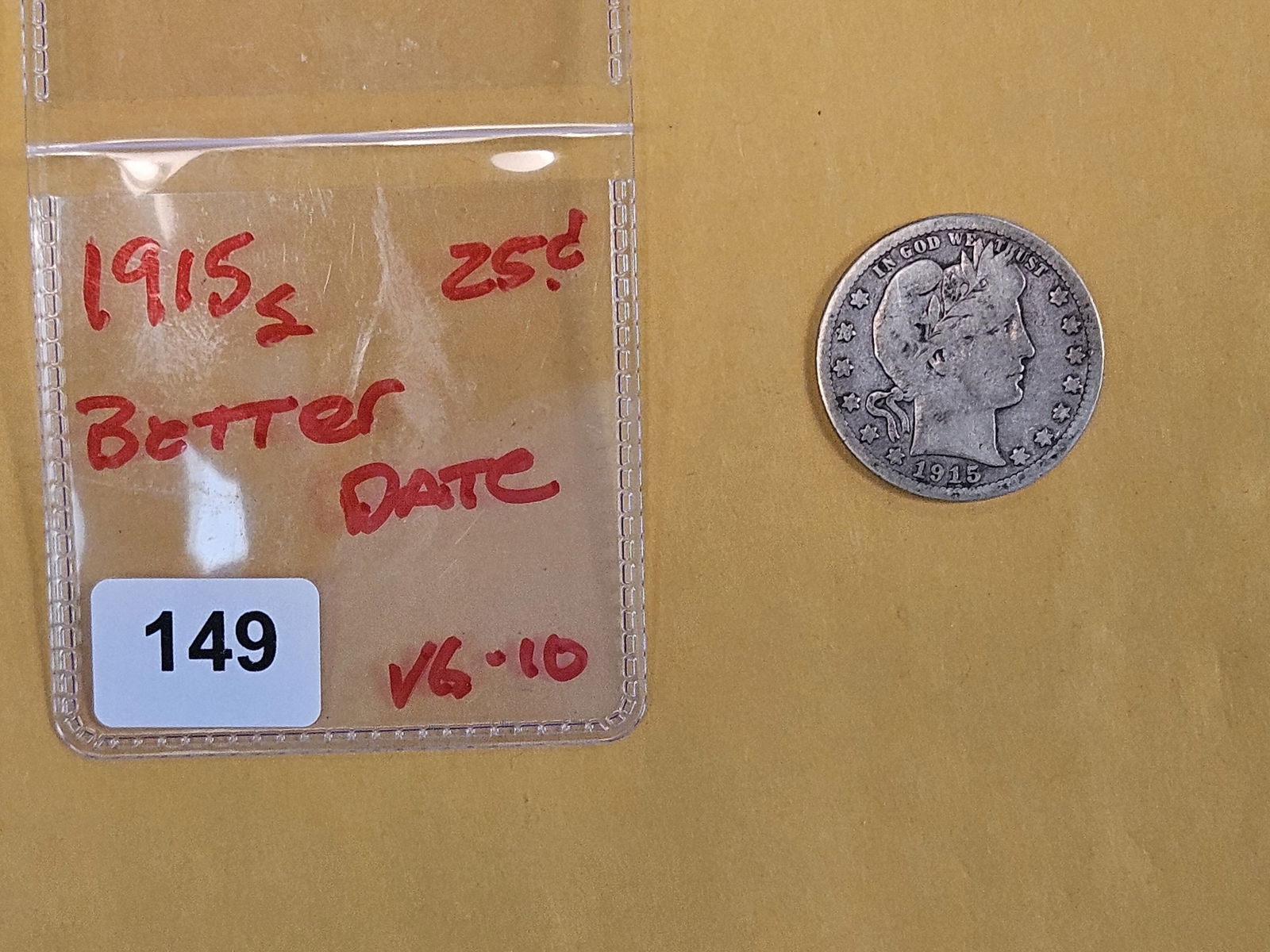 Better Date 1915-S Barber Quarter in Very Good - 10 - 2