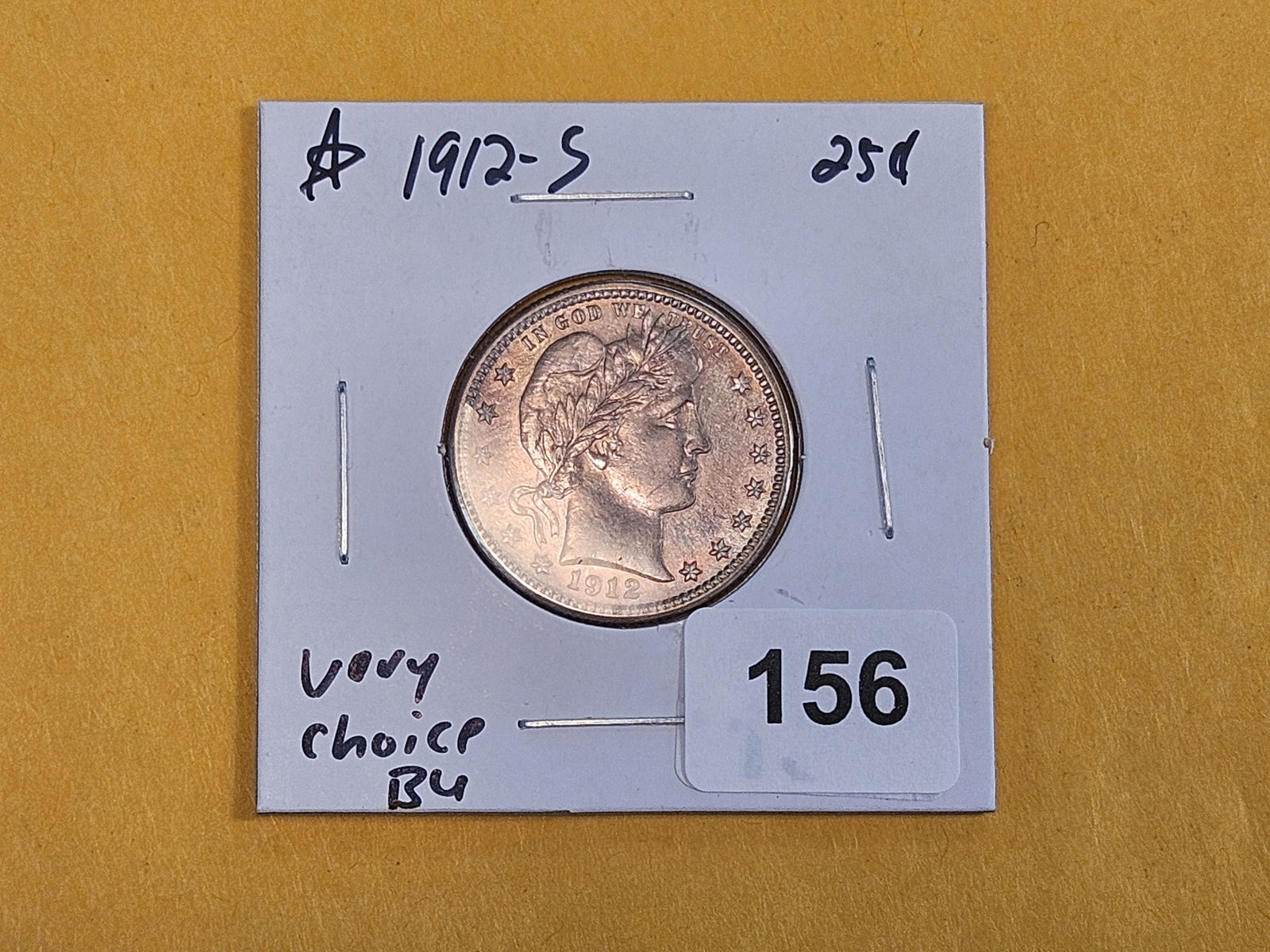 ** HIGH-GRADE! 1912-S Barber Quarter in Choice Brilliant Uncirculated - 2