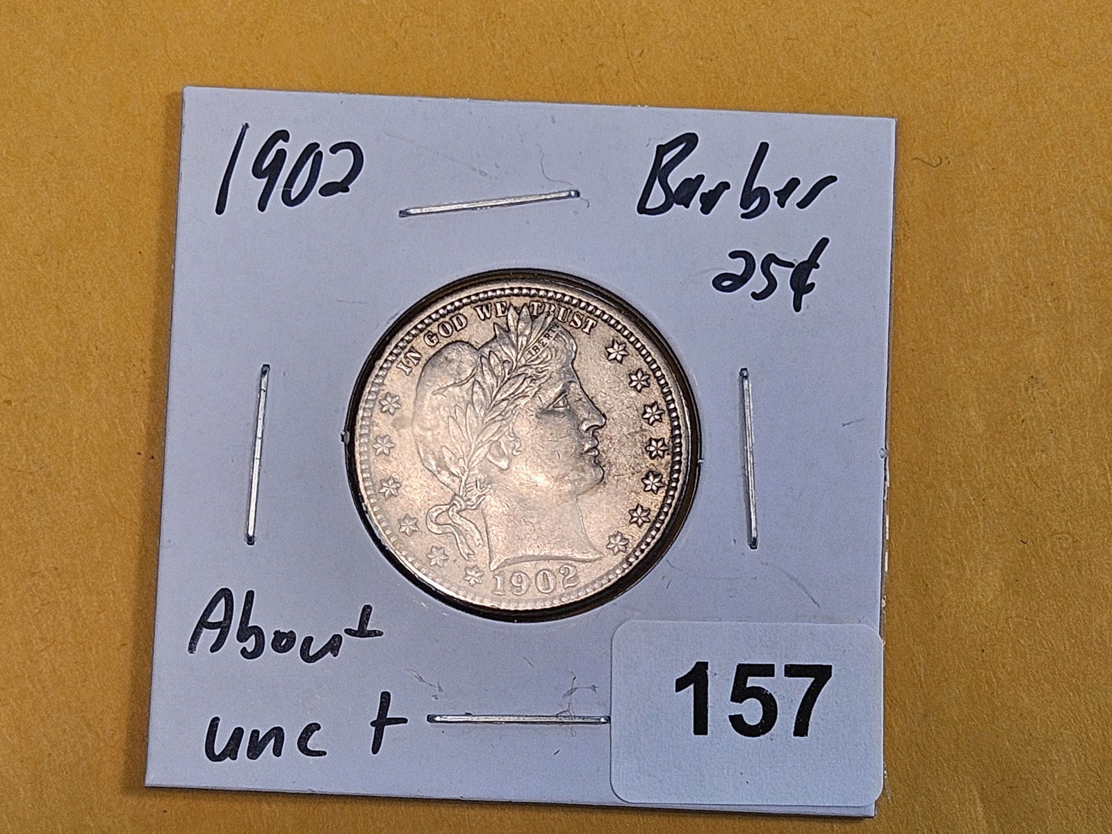 Bright About Uncirculated plus 1902 Barber Quarter - 2