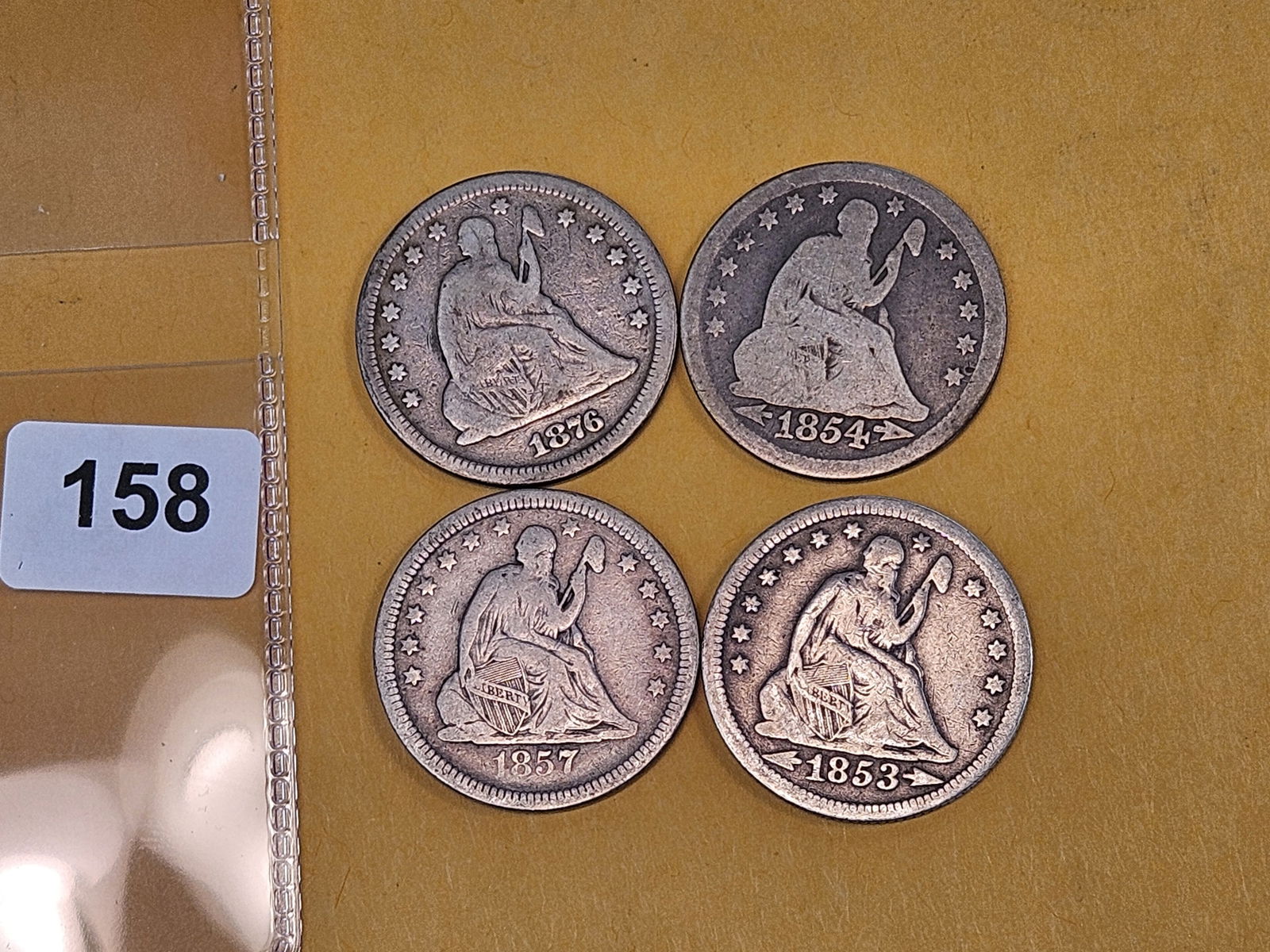 Four mixed Seated Liberty silver Quarters - 2