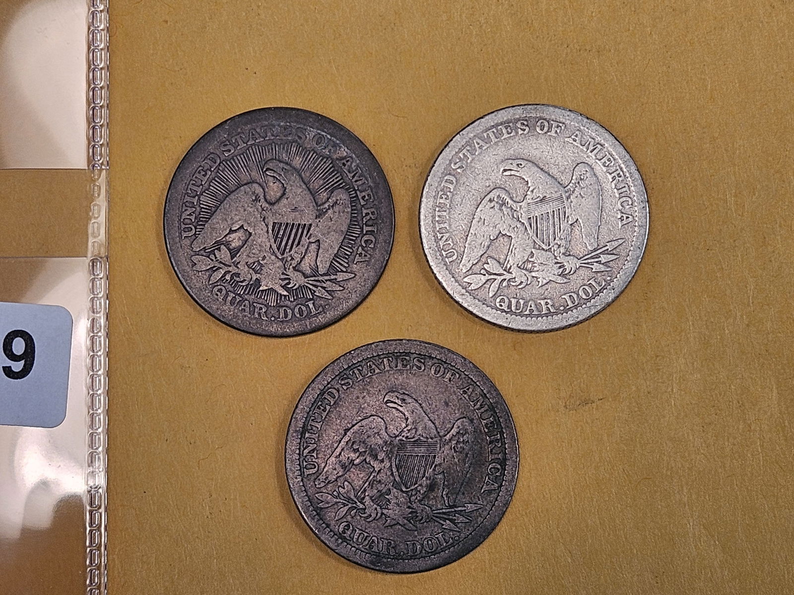 Three mixed Seated Liberty silver Quarters - 4