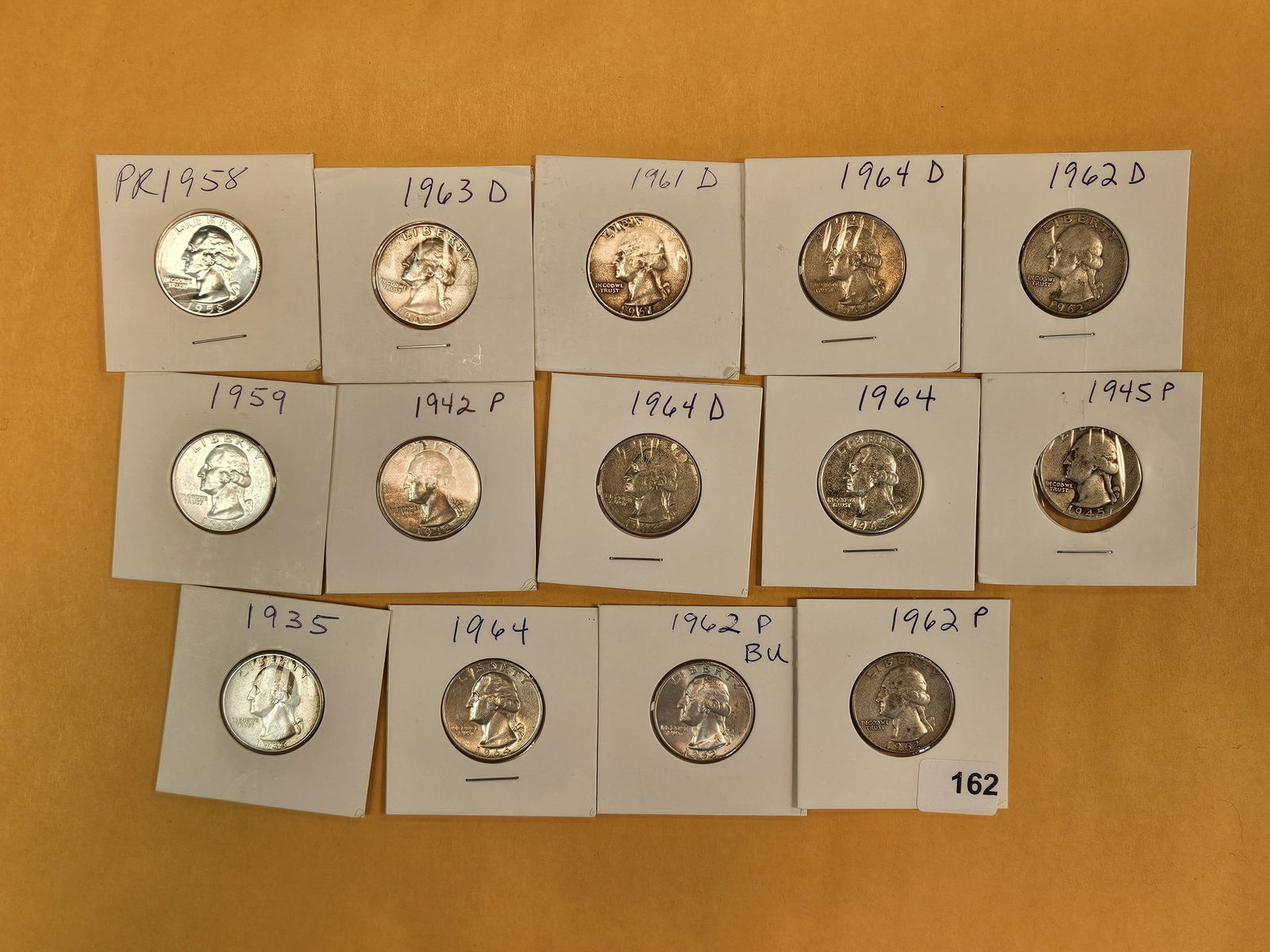 Fourteen mixed Silver Washington Quarters (1 of 2)