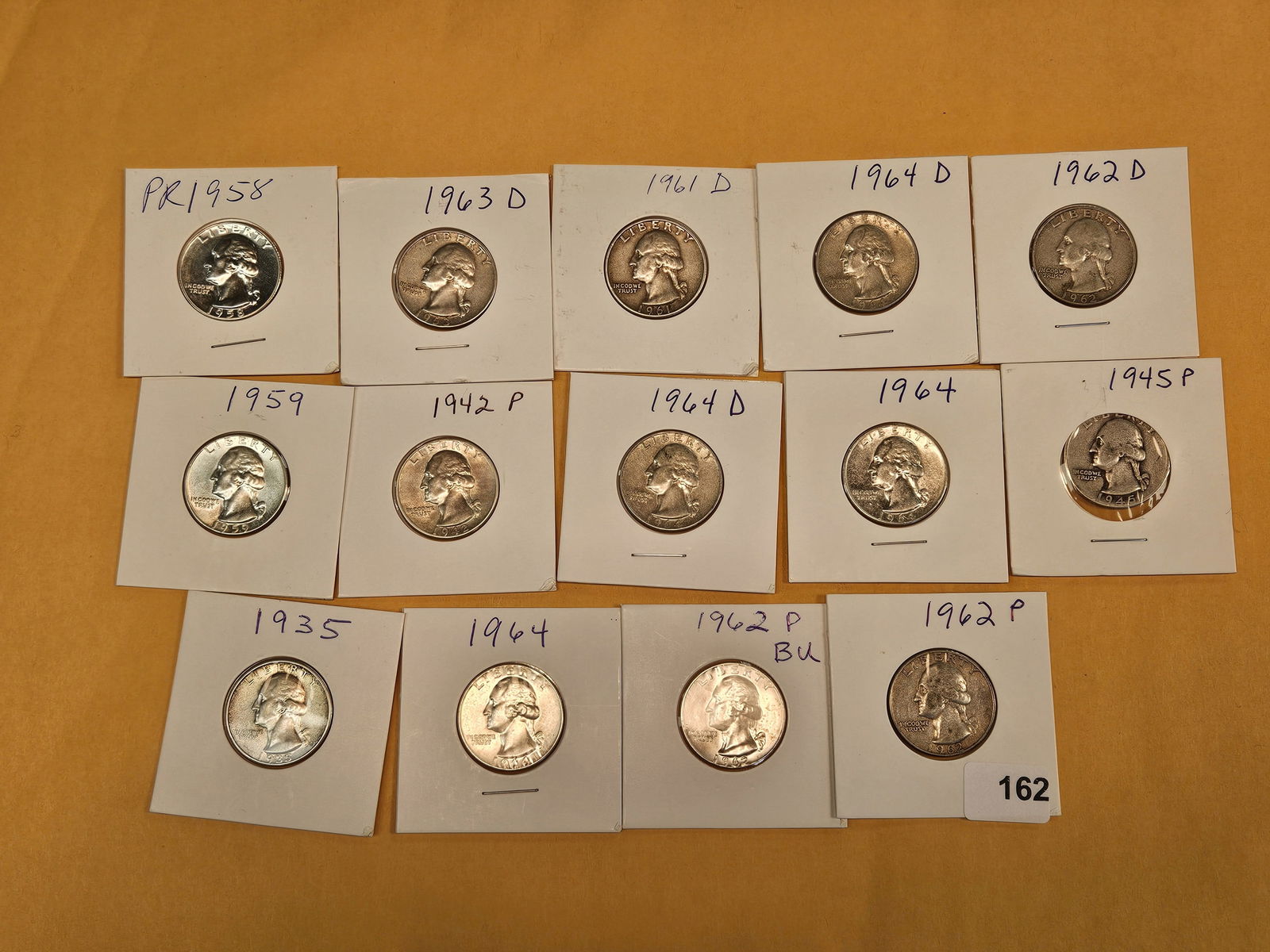 Fourteen mixed Silver Washington Quarters - 2