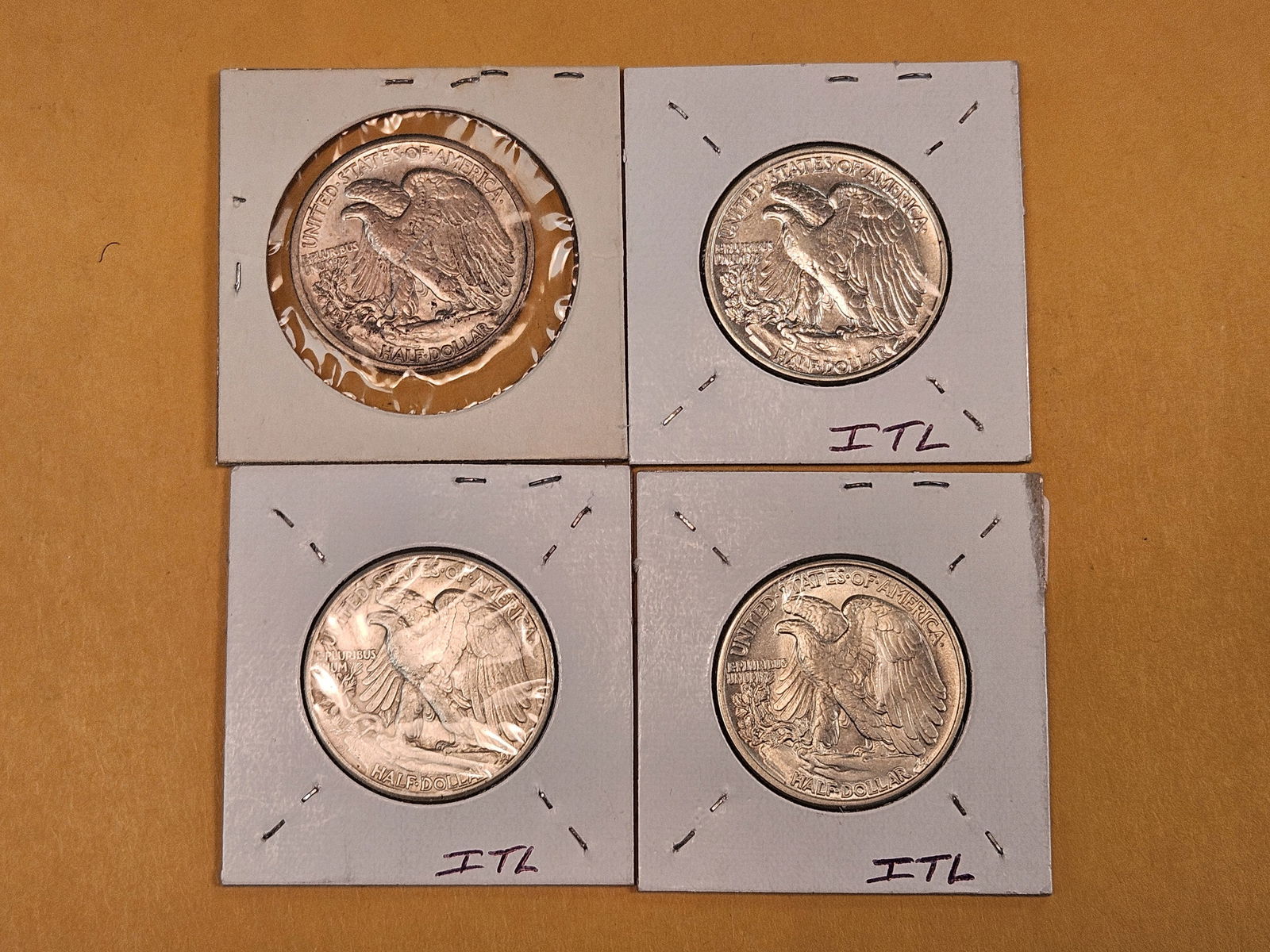 Four Bright Walking Liberty silver half dollars - 4