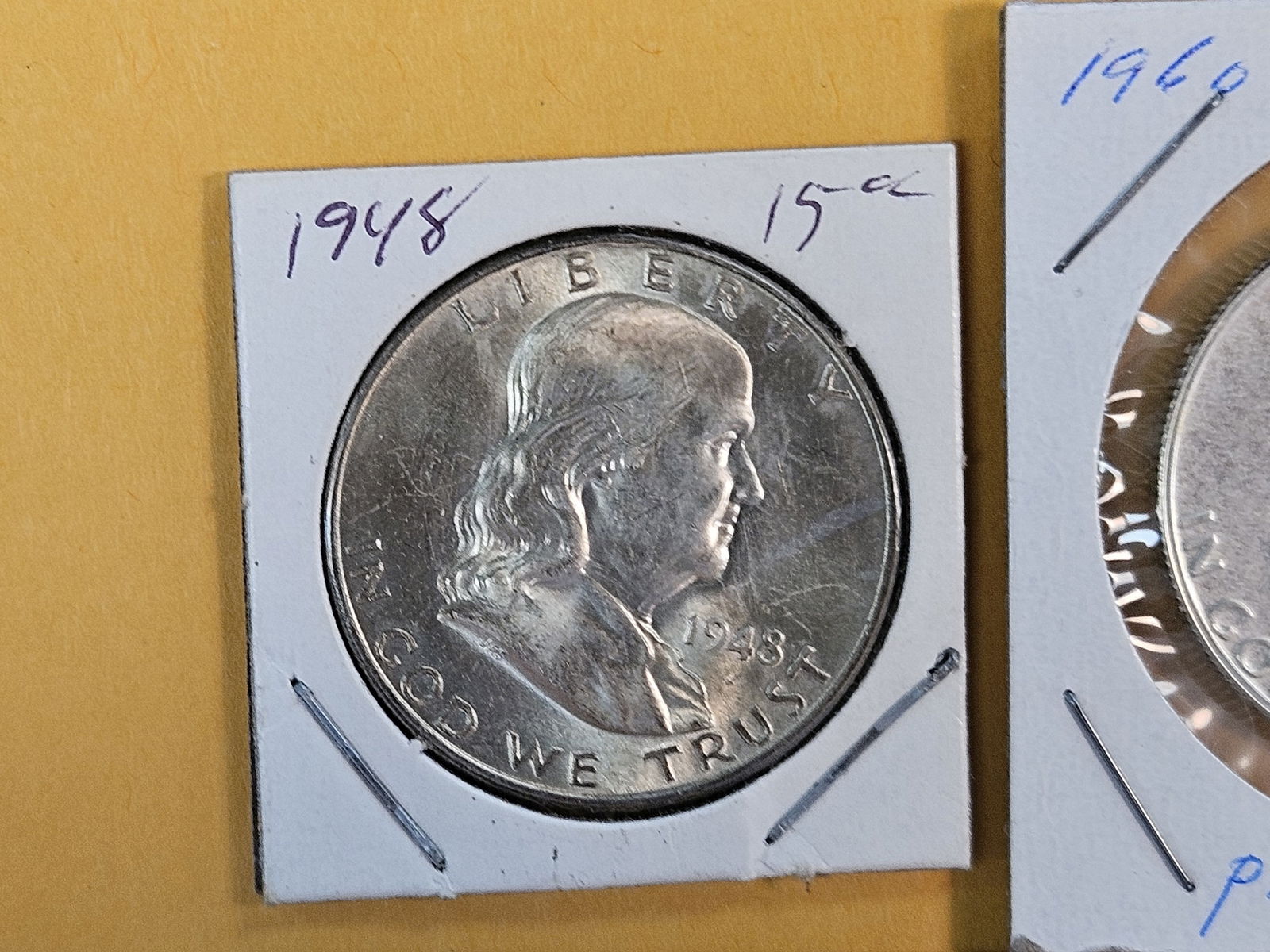 Six mixed Silver Franklin Half Dollars - 2