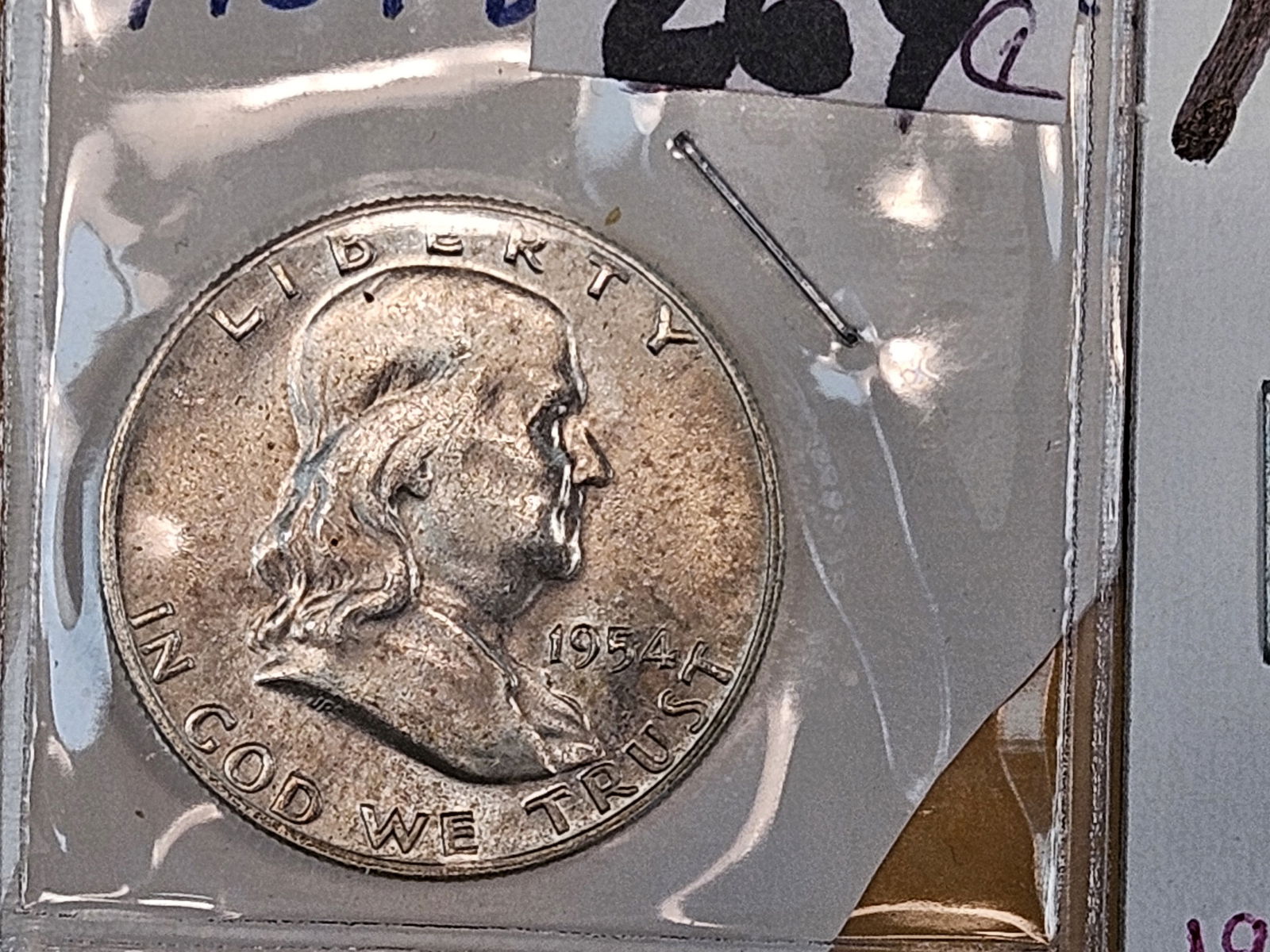 FIve mixed Silver Franklin Half Dollars - 4