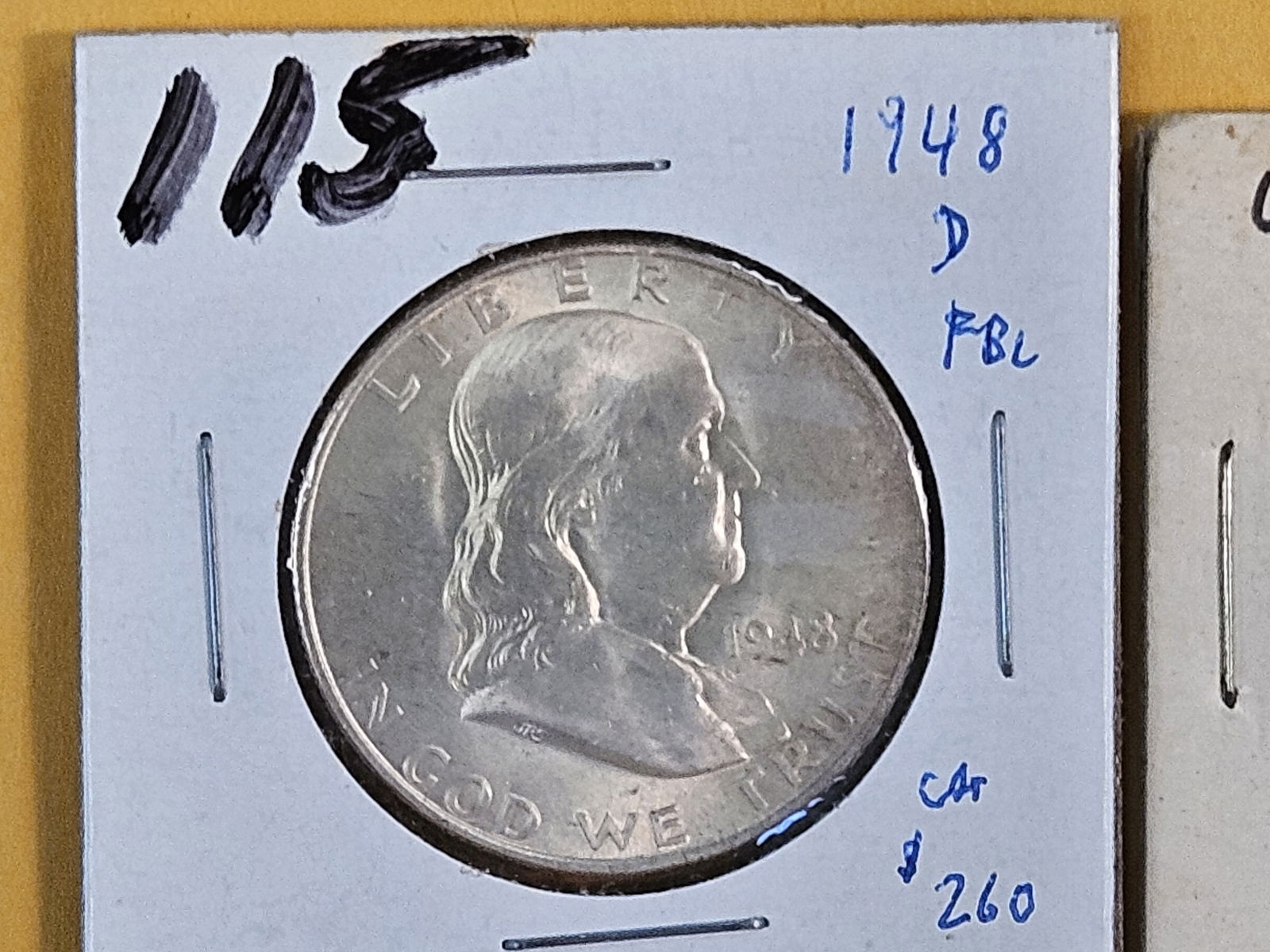 FIve mixed Silver Franklin Half Dollars - 2