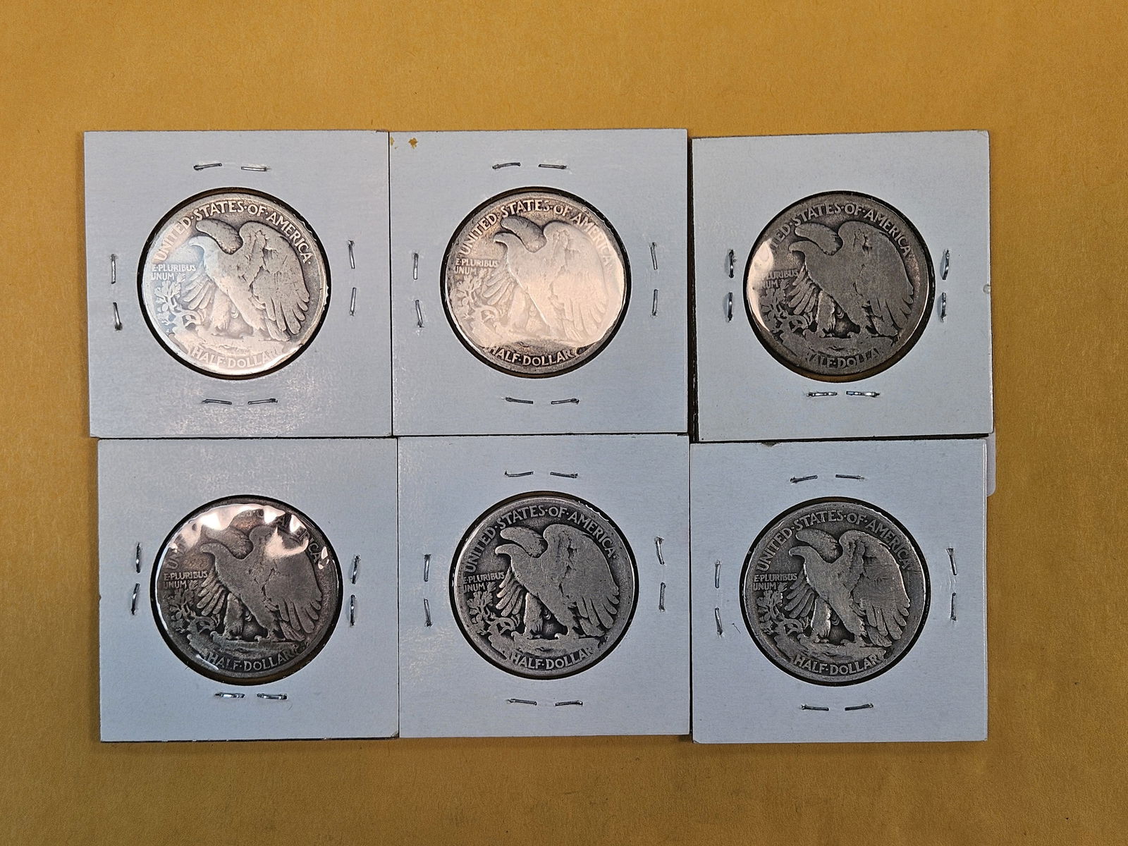 Six early mixed silver Walking Liberty Half Dollars - 3