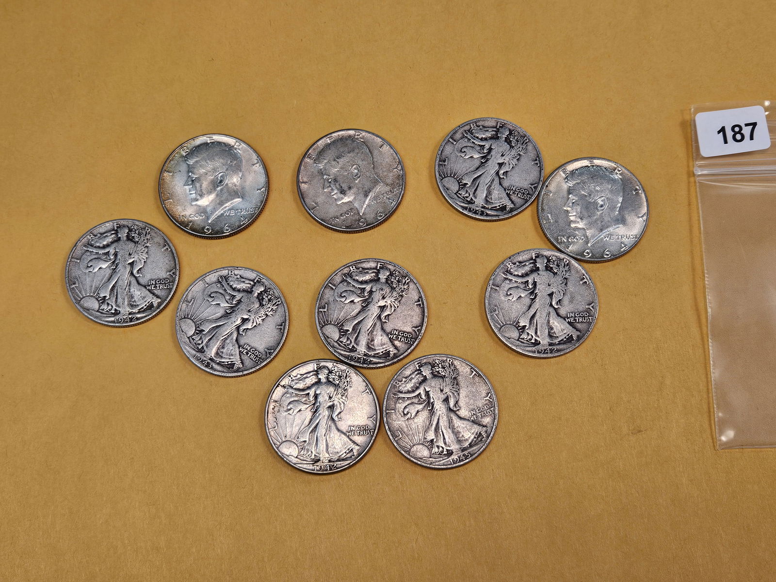 Ten mixed silver Half Dollars - 2