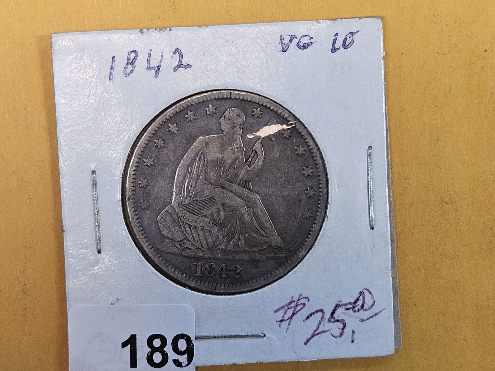 1842 Seated Liberty silver half Dollar - 2
