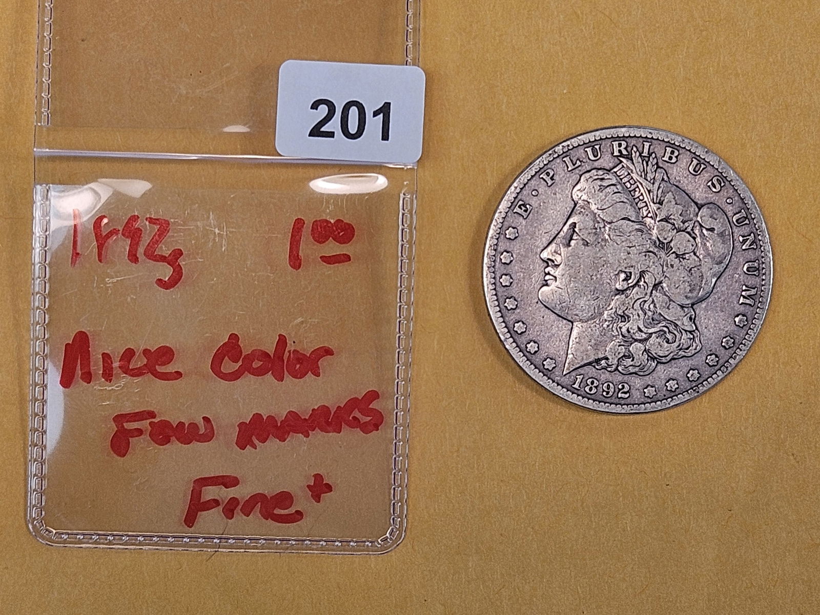 * Semi-Key 1892-S Morgan Dollar in Fine plus - 2