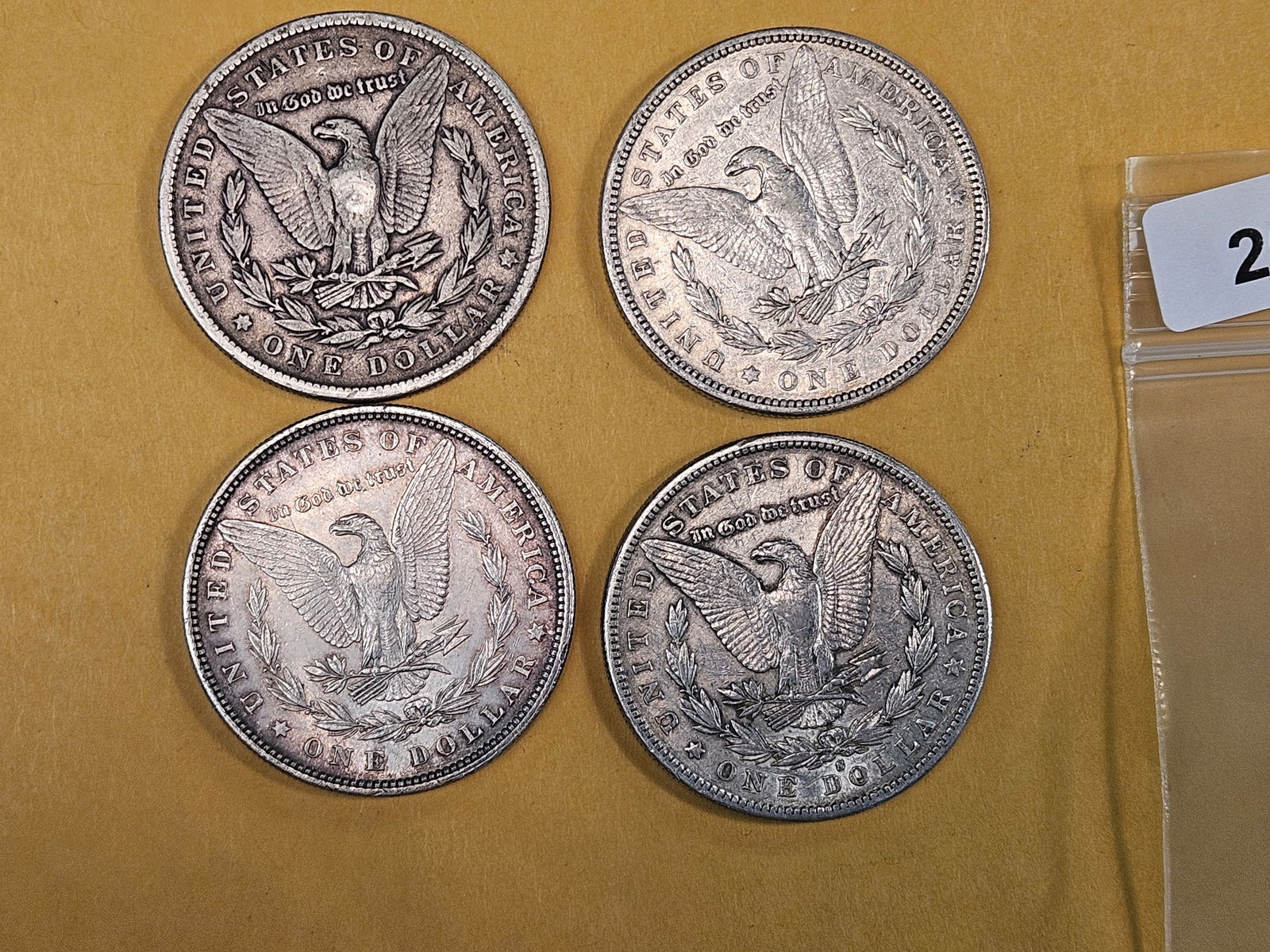 Four mixed Morgan silver Dollars - 2