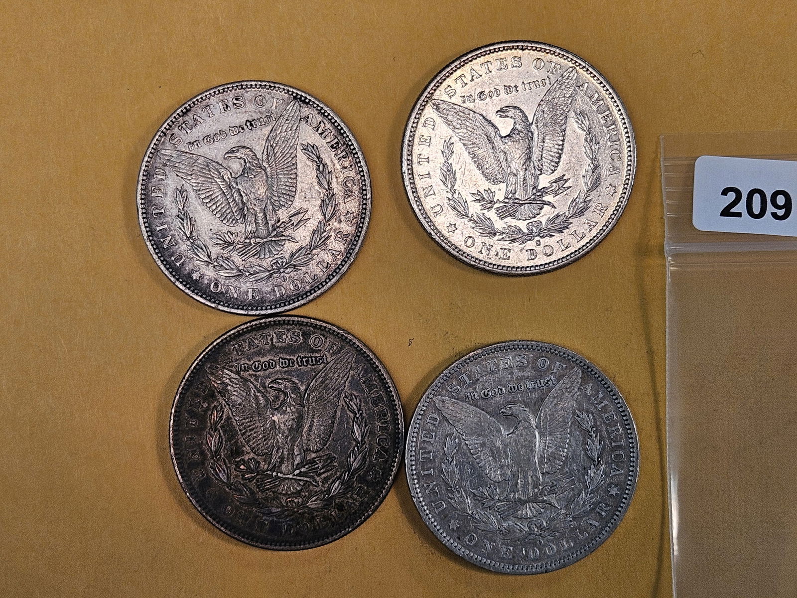 Four mixed Morgan silver Dollars - 2