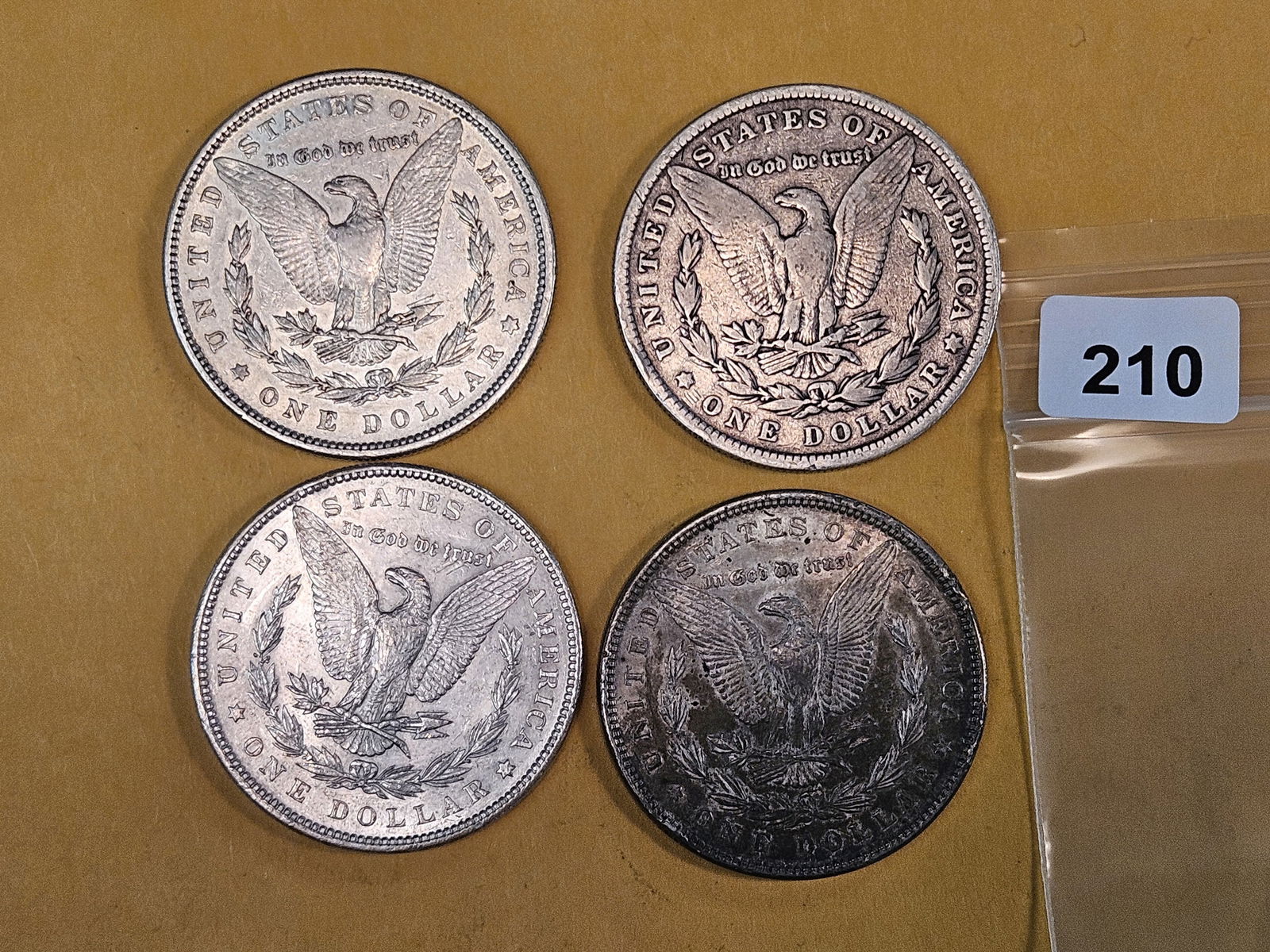 Four mixed Morgan silver Dollars - 2