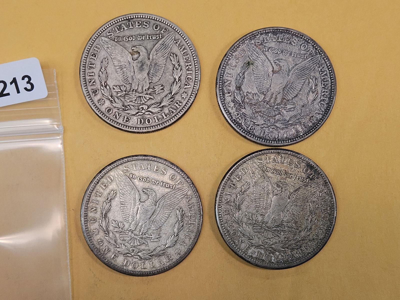 Four 1921 Morgan silver Dollars - 2