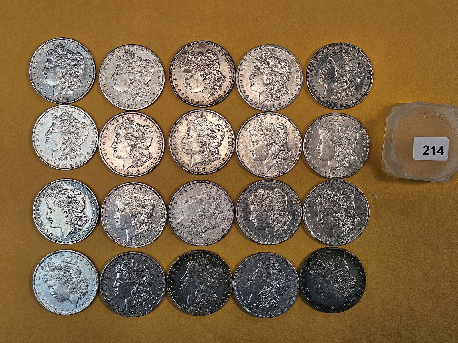 ** FULL ROLL ** Twenty About Uncirculated Morgan Silver Dollars: All pre-1904. All in About Uncirculated to Uncirculated - details 