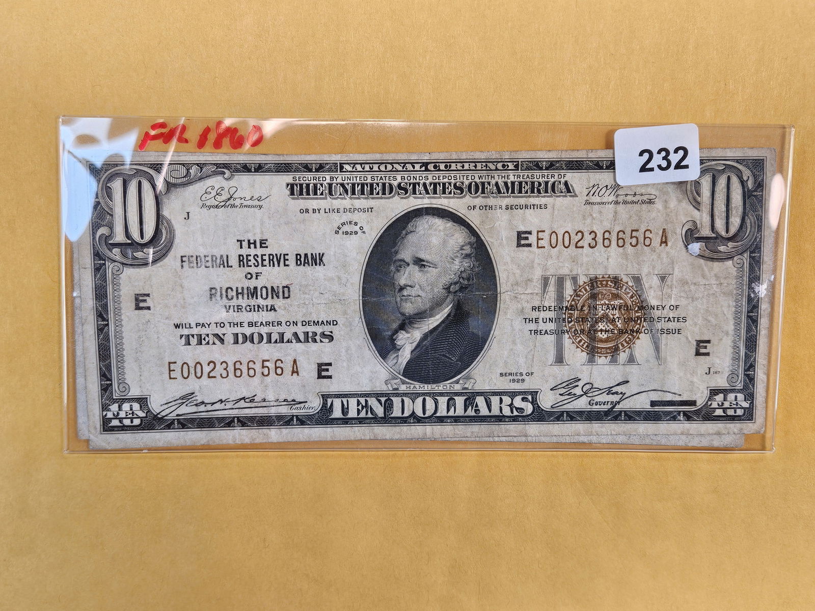 Two Series 1929 Ten Dollar National Currency notes: Chicago and Richmond