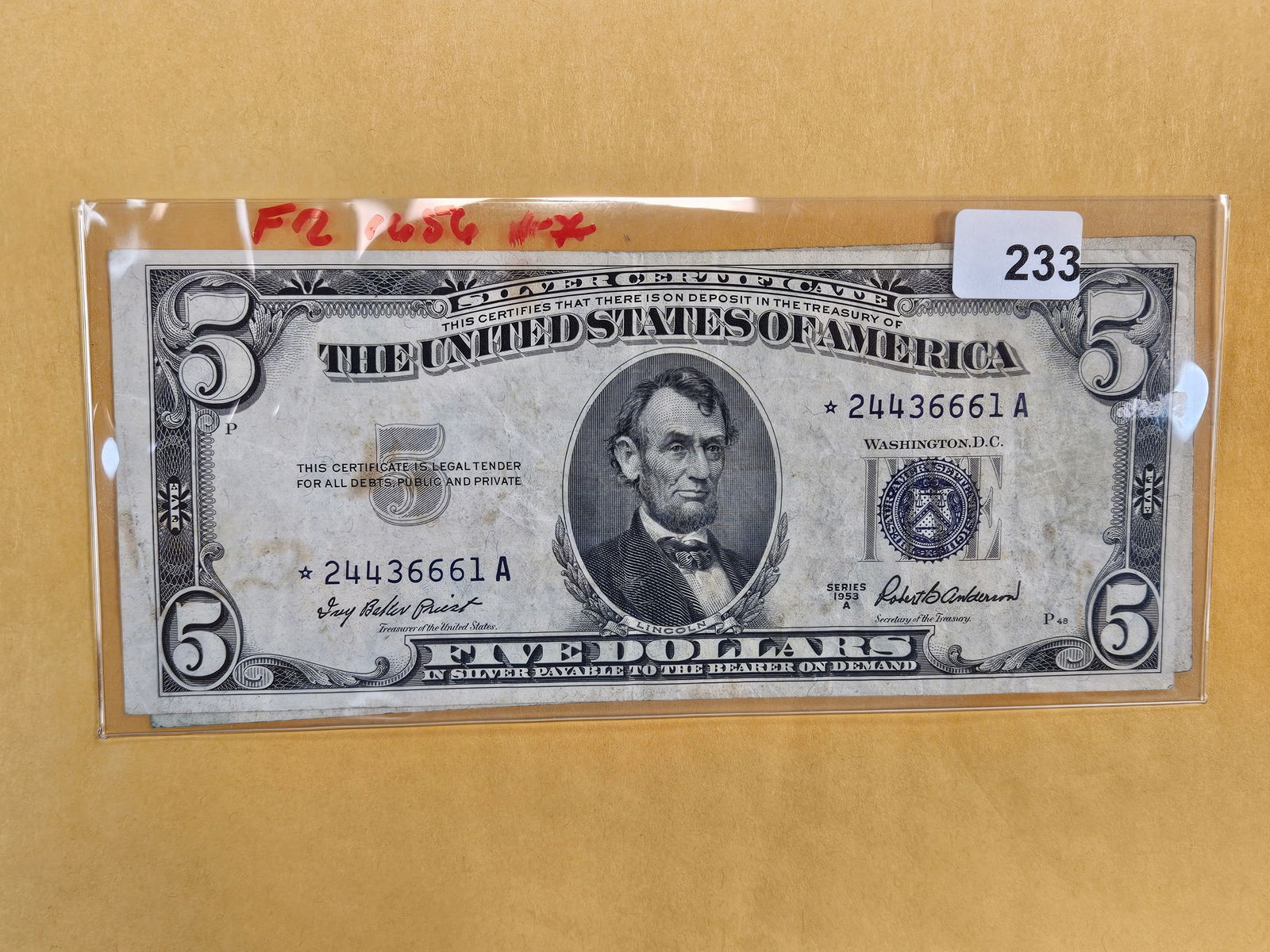 Two Five Dollar Silver Certificates (1 of 2)