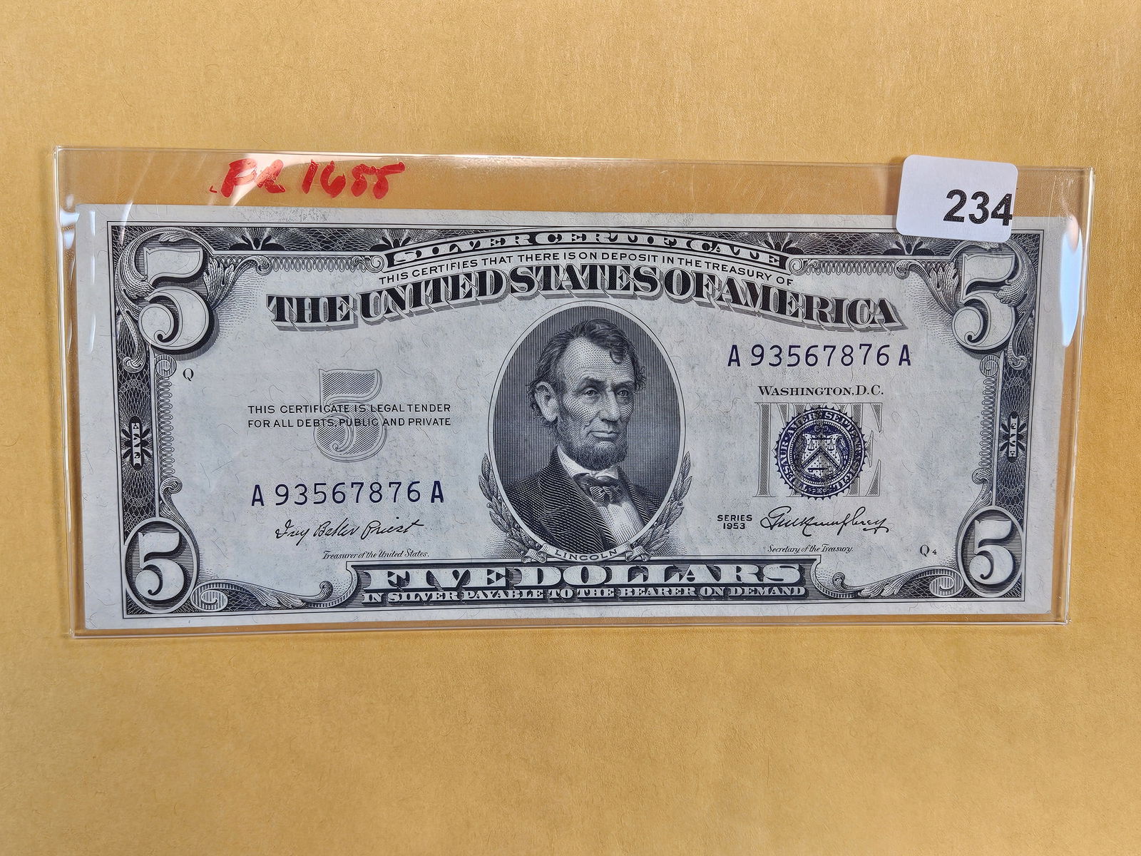 Crisp Uncirculated Series 1953 Five Dollar Silver Certificate (1 of 2)