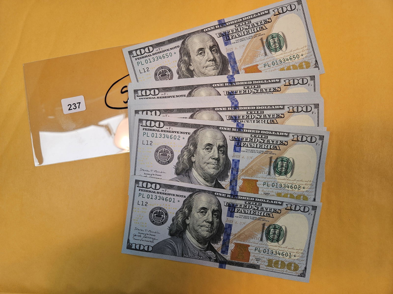 ** HIGHLIGHT ** FIFTY $100 Crisp Uncirculated CONSECUTIVE STAR REPLACEMENT FRNs!: That's Right! Five Thousand Dollars Face Value! All Crisp Uncirculated. All Sequential, serial numbers 01 through 50. ALL STAR REPLACEMENT! Great opportunity to get a scarce group! 