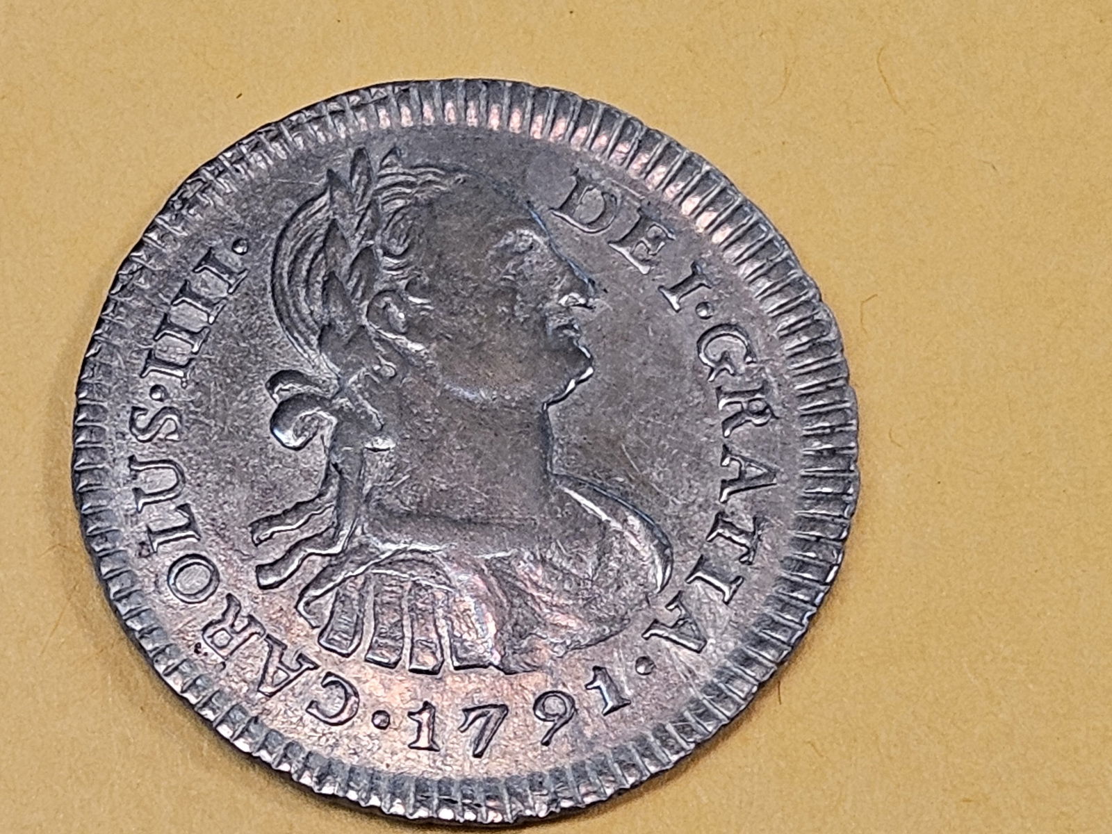 * Scarce * 1791 jj Lima Silver 1 Real in About Uncirculated - 3