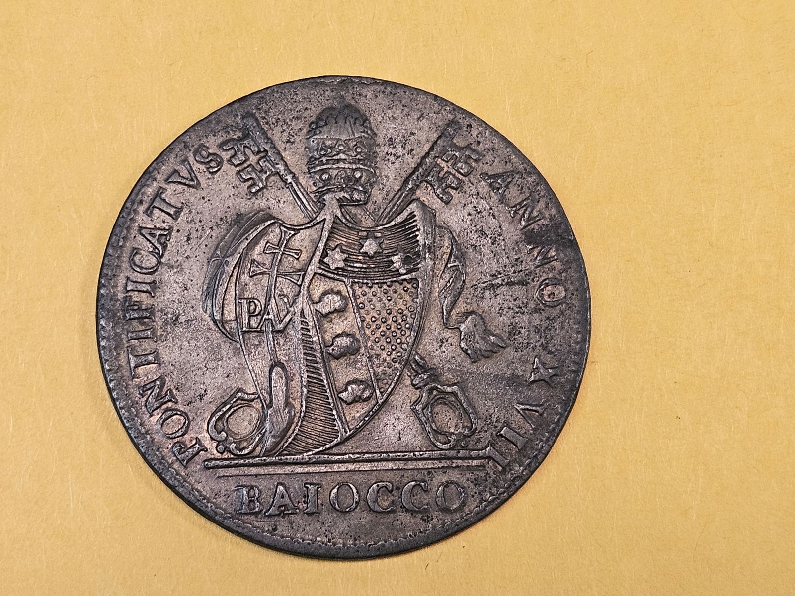 1816 Papal States 1 Baiocco in Very Fine plus - 4