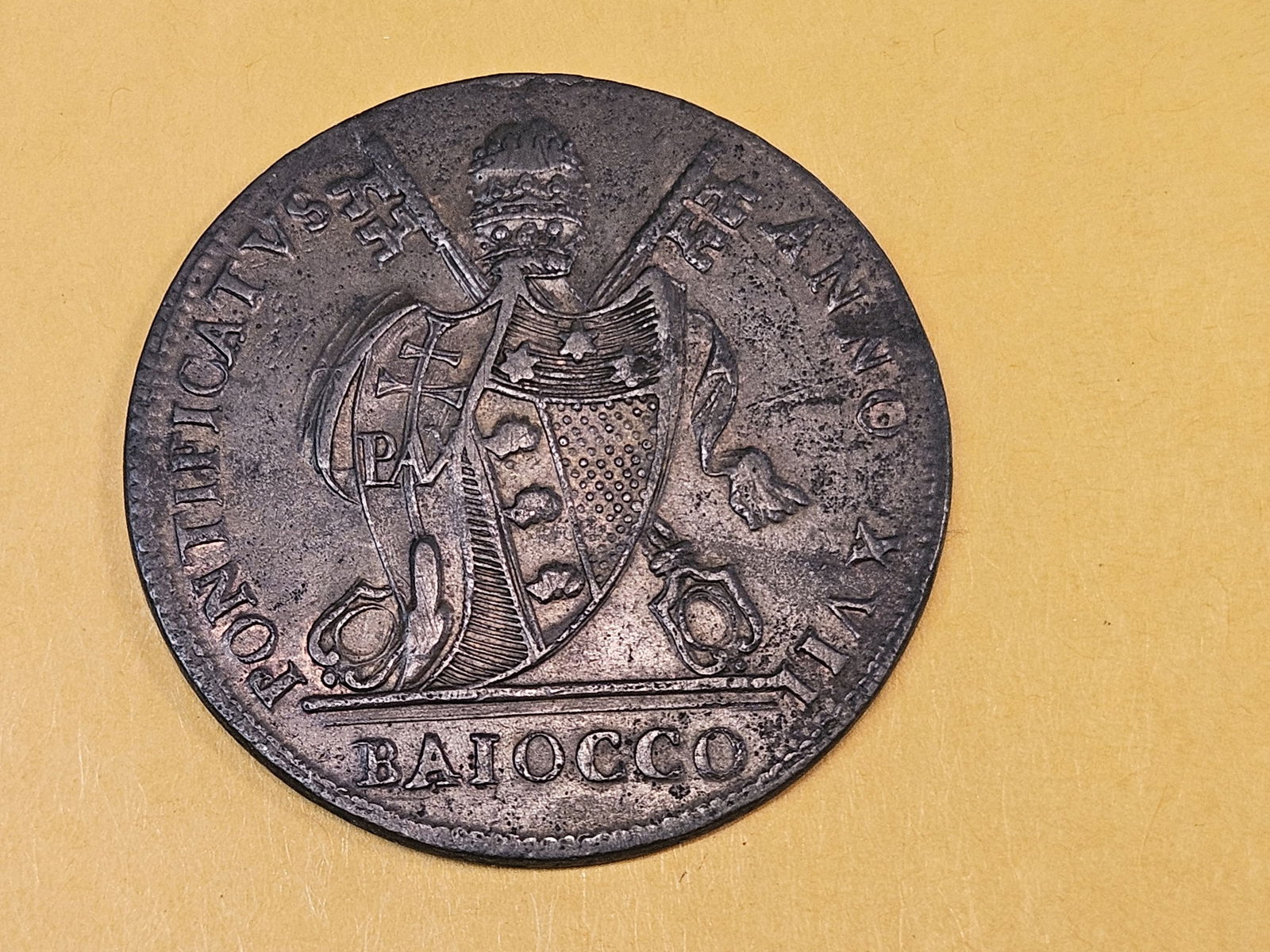 1816 Papal States 1 Baiocco in Very Fine plus - 5