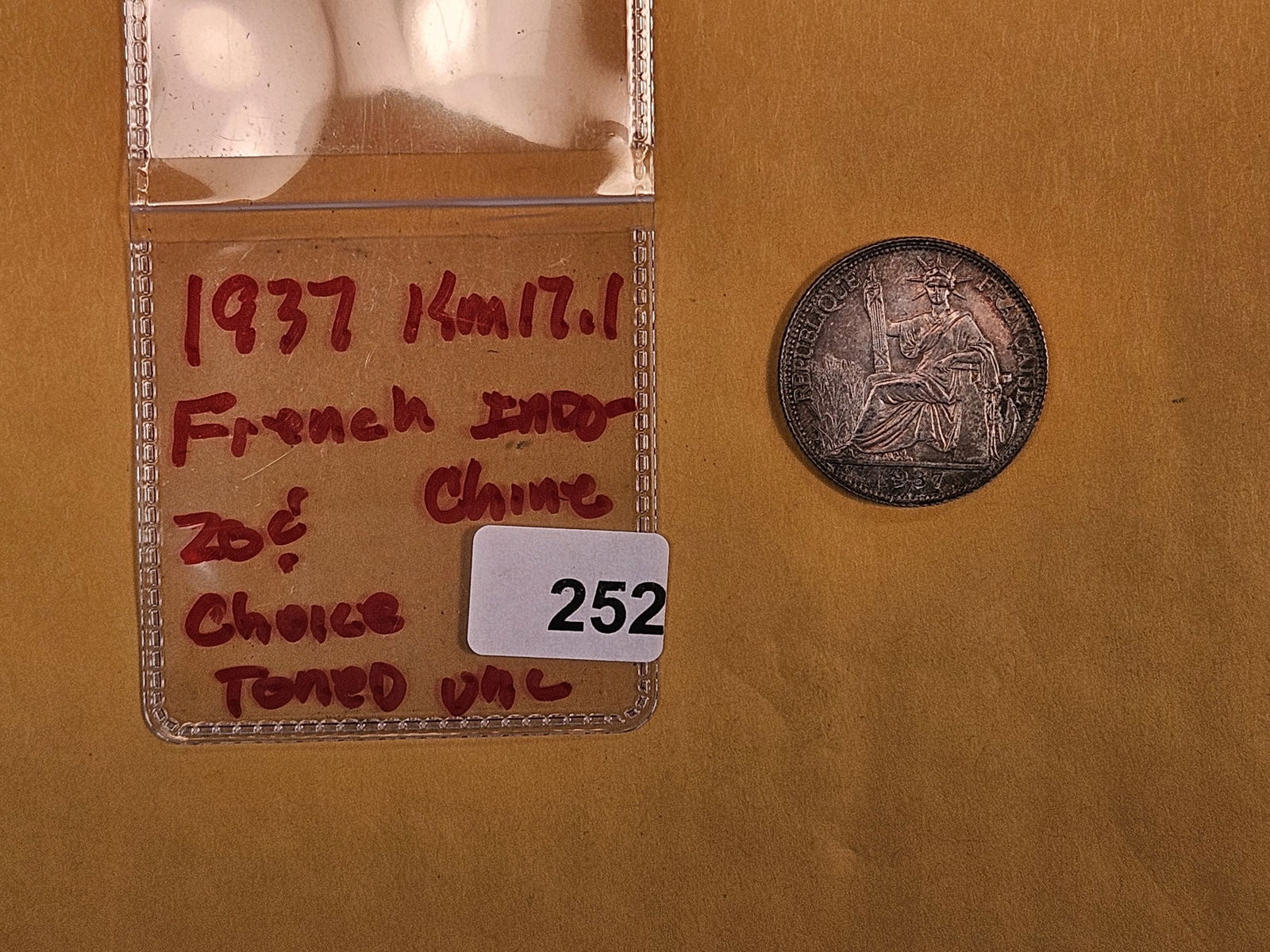 Choice Brilliant Uncirculated 1937 French Indo-China 20 cents - 2