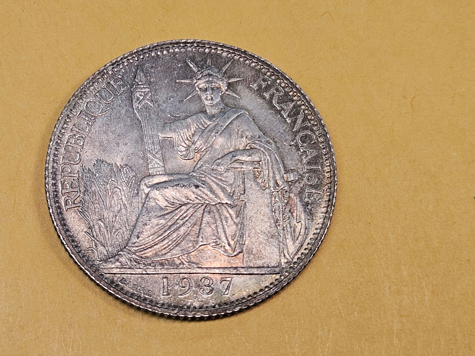 Choice Brilliant Uncirculated 1937 French Indo-China 20 cents - 3